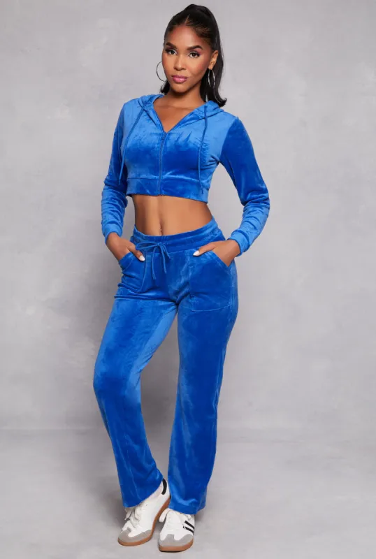 Velour Drawstring Waist Sweatpants sold by Rainbow