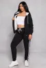 Varsity Stripe Zip Front Sherpa Lined Hoodie sold by Rainbow