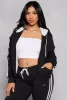 Varsity Stripe Zip Front Sherpa Lined Hoodie sold by Rainbow