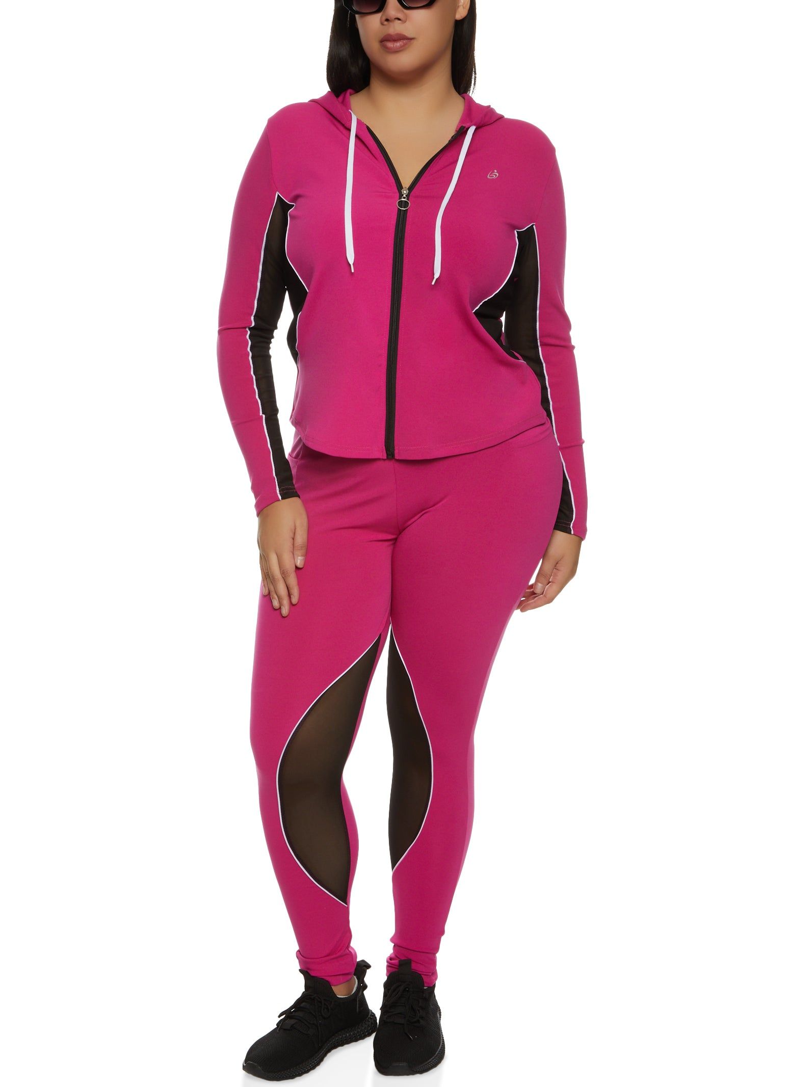 Plus Size Mesh Detail Hooded Track Jacket sold by Rainbow product image thumbnail 2