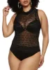 Plus Size Mesh Velvet Burnout Sleeveless Graphic Bodysuit sold by Rainbow