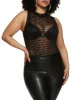 Plus Size Mesh Velvet Burnout Sleeveless Graphic Bodysuit sold by Rainbow