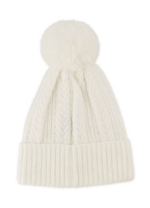 Rhinestone Studded Textured Knit Pom Pom Beanie sold by Rainbow