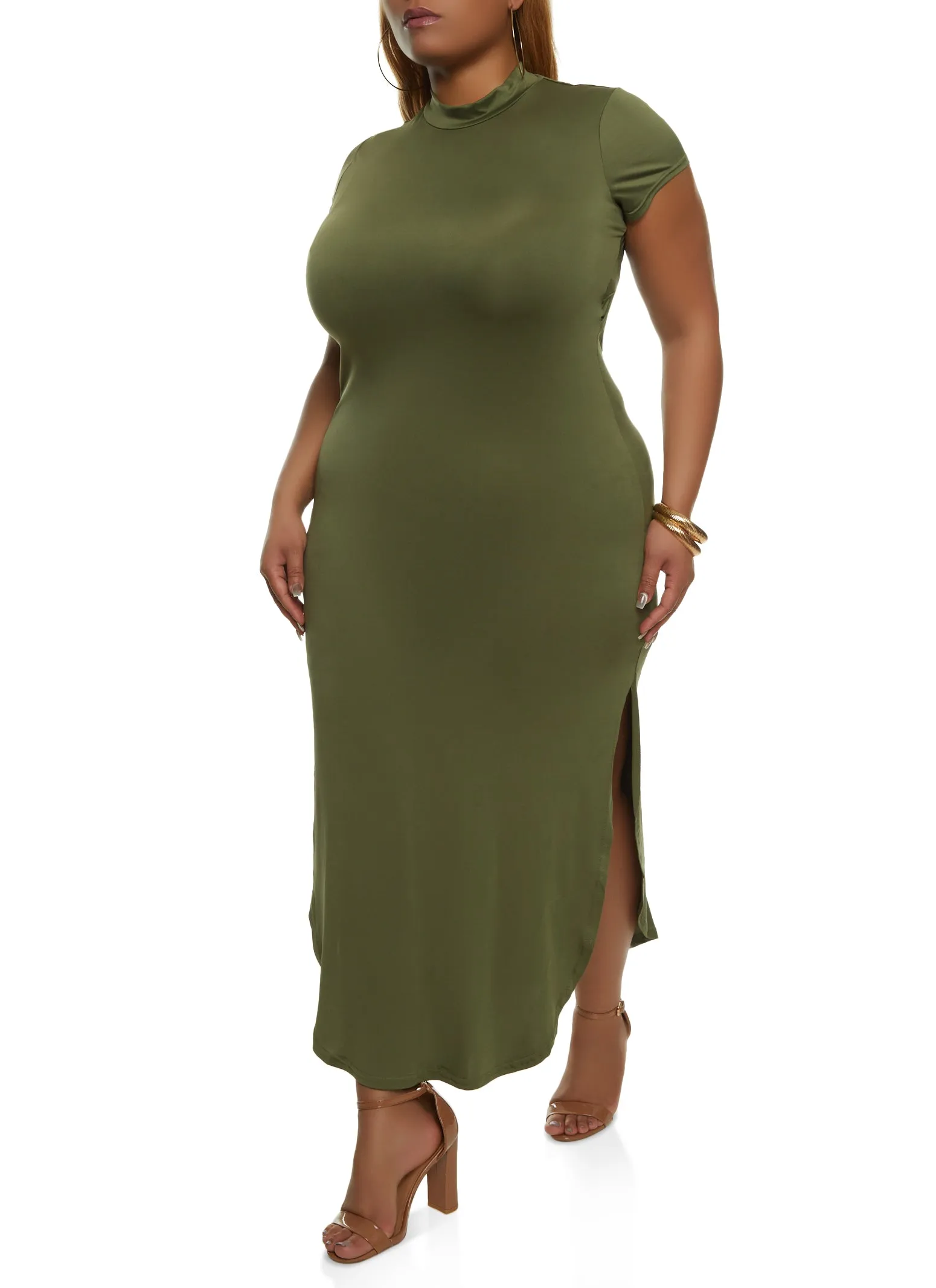 Plus Size Cut Out Back Mock Neck Maxi Dress sold by Rainbow product image thumbnail 2