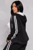 Varsity Stripe Zip Front Sherpa Lined Hoodie sold by Rainbow