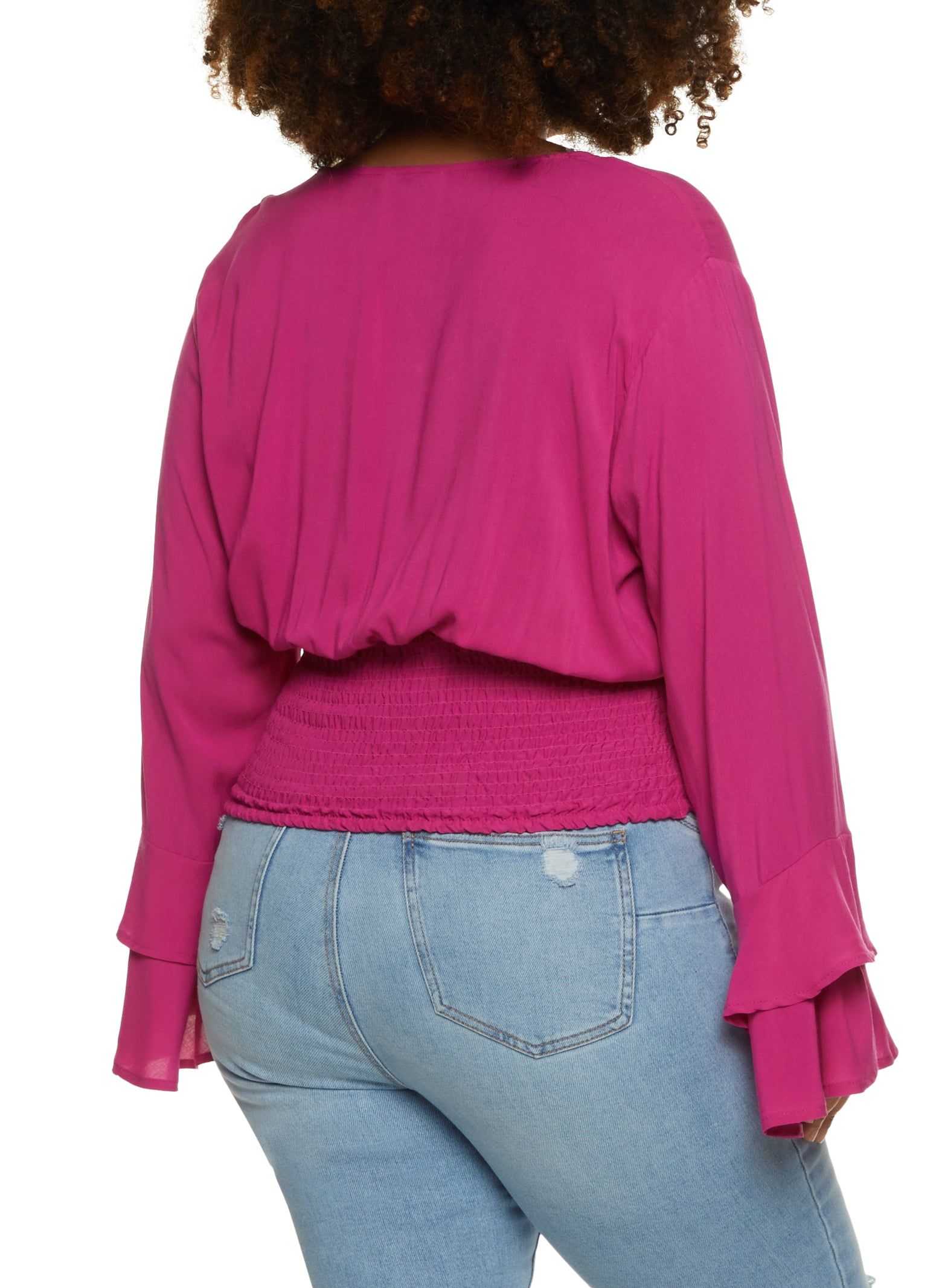 Plus Size Smocked Waist Faux Wrap Top sold by Rainbow product image thumbnail 2