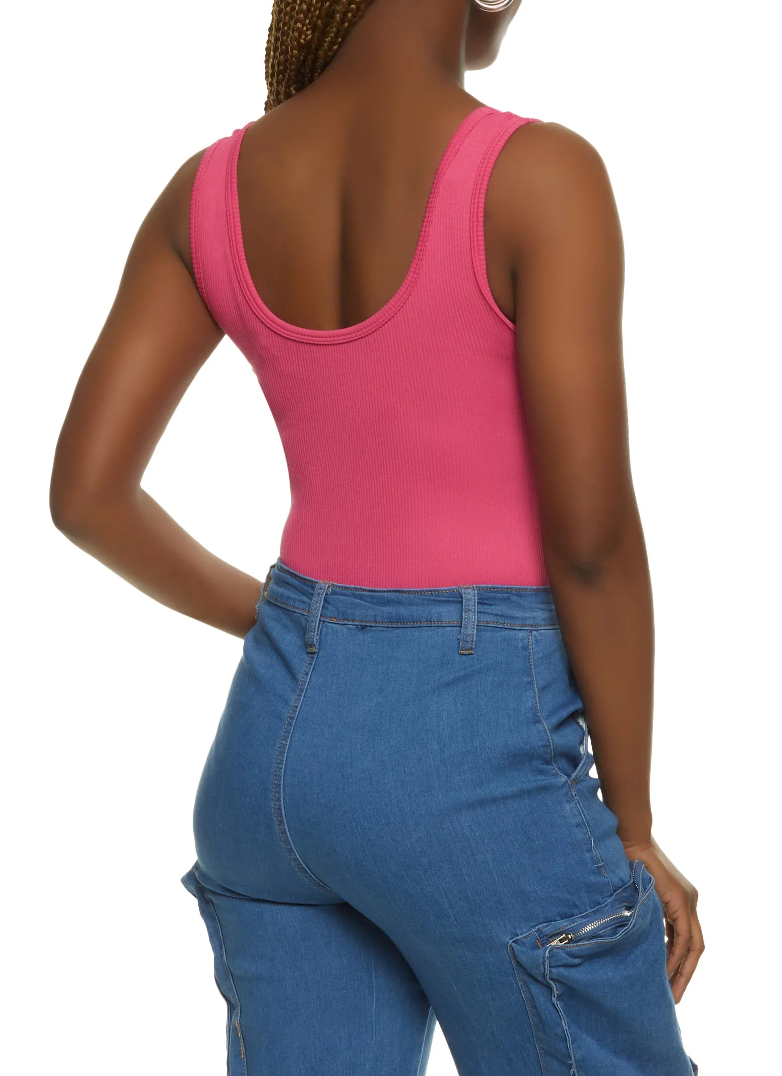 Ribbed Knit Seamless Scoop Neck Sleeveless Bodysuit sold by Rainbow product image thumbnail 3