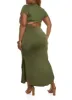 Plus Size Cut Out Back Mock Neck Maxi Dress sold by Rainbow