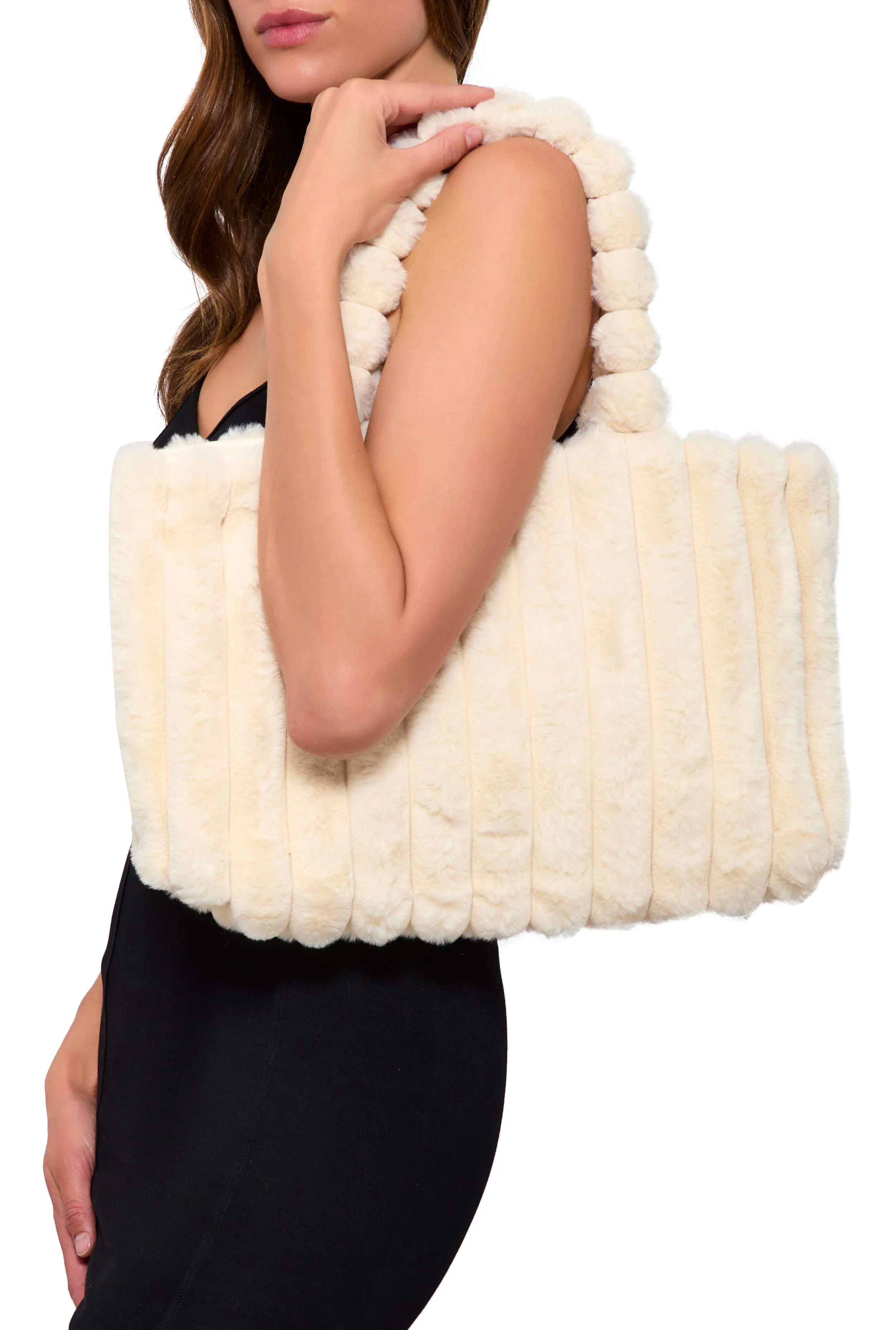 Faux Fur Shadow Stripe Tote Bag sold by Rainbow