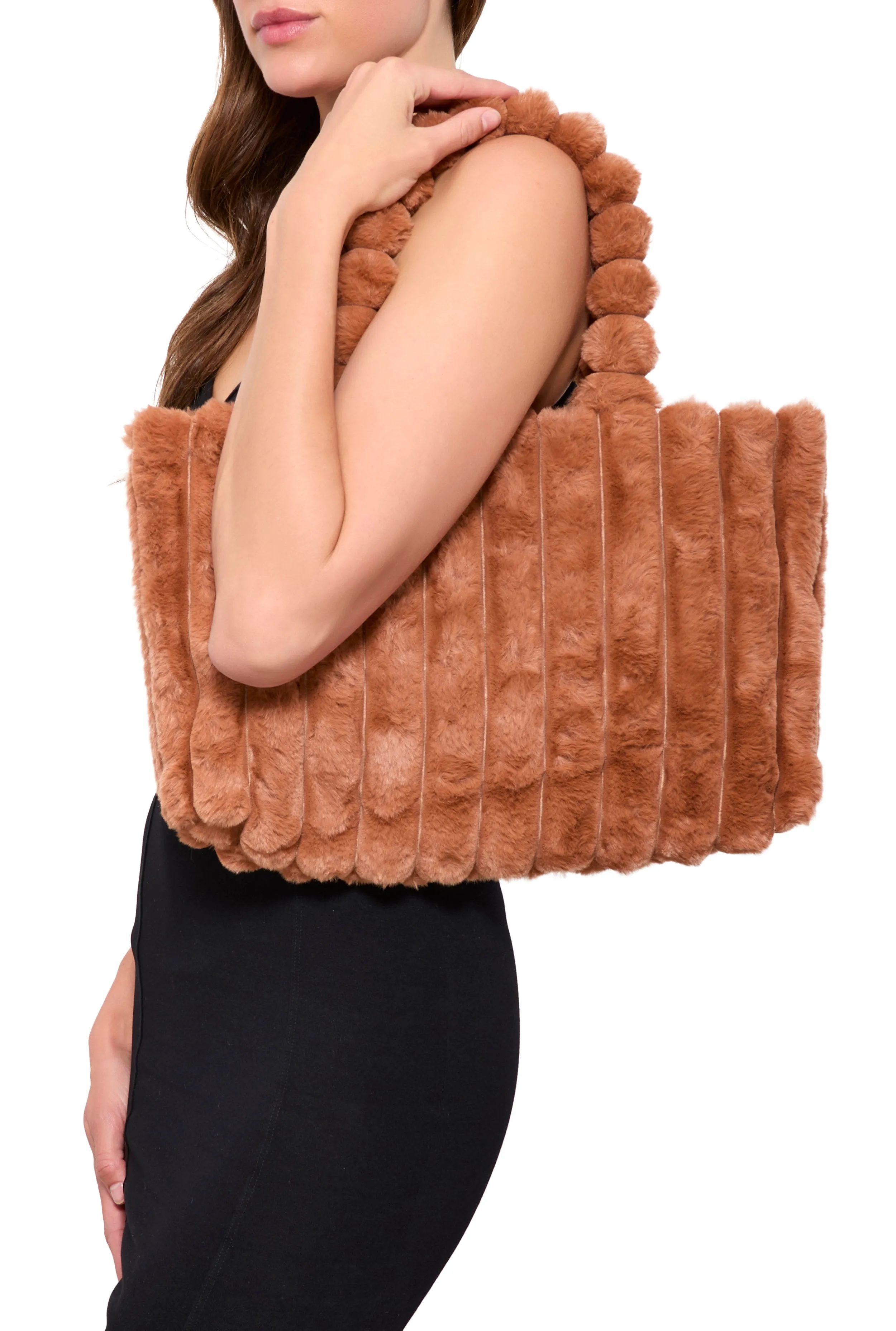 Faux Fur Shadow Stripe Tote Bag sold by Rainbow