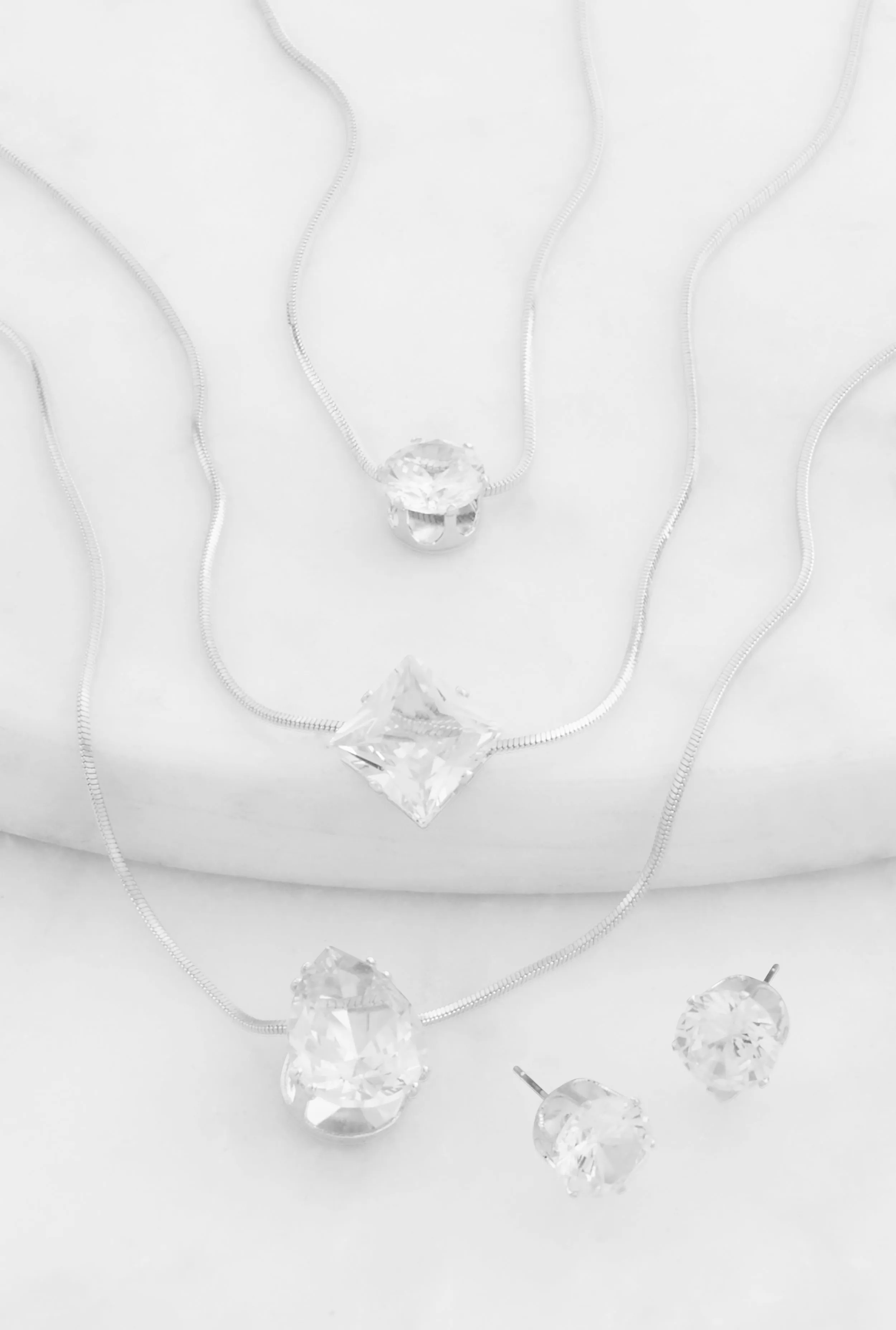 Cubic Zirconia Three Layered Necklace and Stud Earrings sold by Rainbow product image thumbnail 2