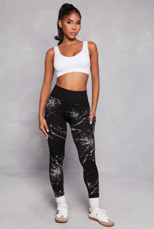 Seamless Paint Splatter Side Pocket Leggings sold by Rainbow