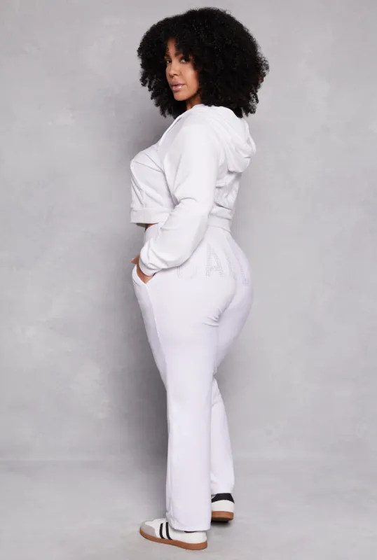 Plus Size Velour Calling Rhinestone Sweatpants sold by Rainbow