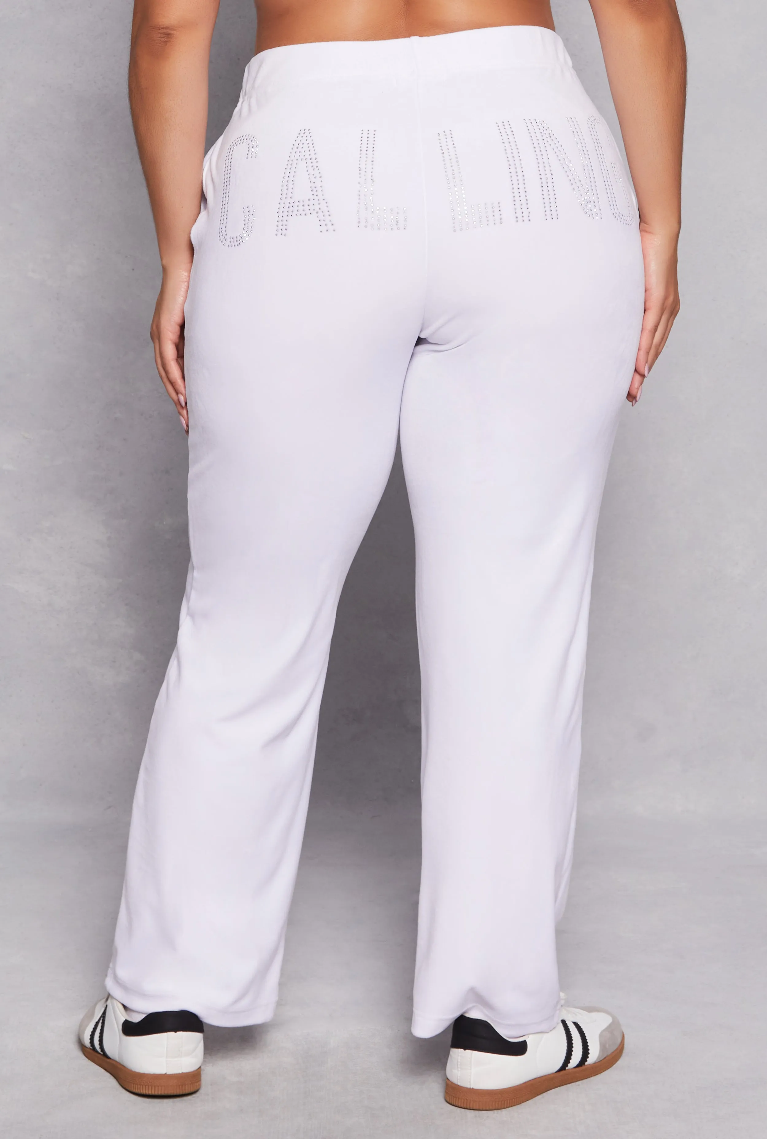 Plus Size Velour Calling Rhinestone Sweatpants sold by Rainbow product image thumbnail 3