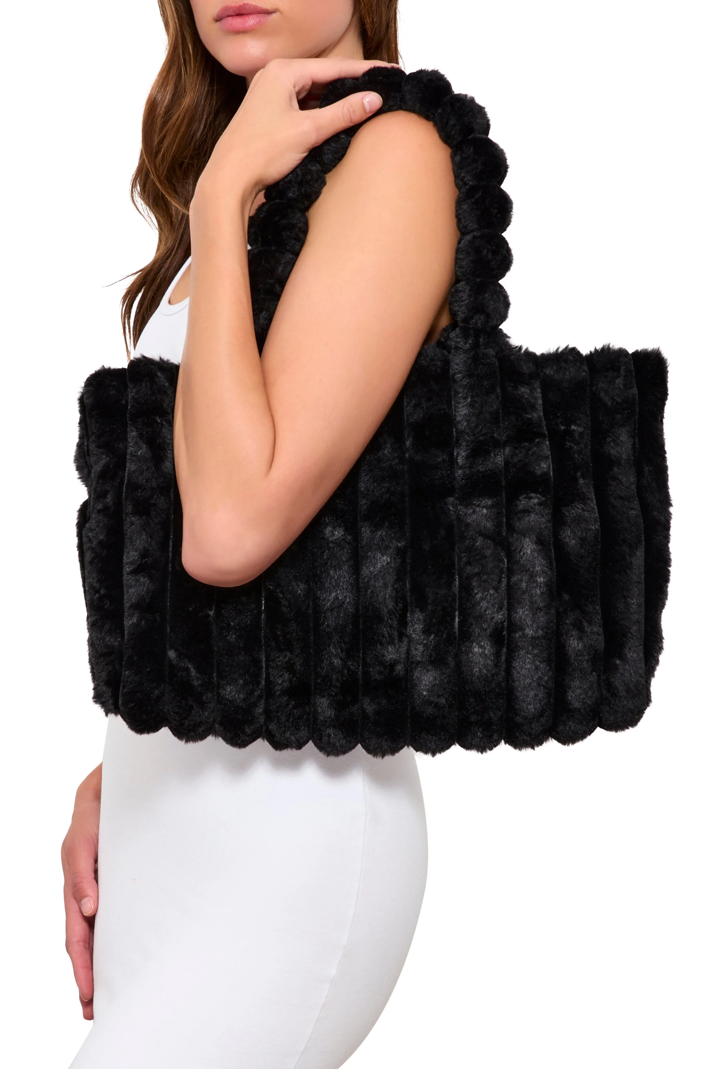 Faux Fur Shadow Stripe Tote Bag sold by Rainbow
