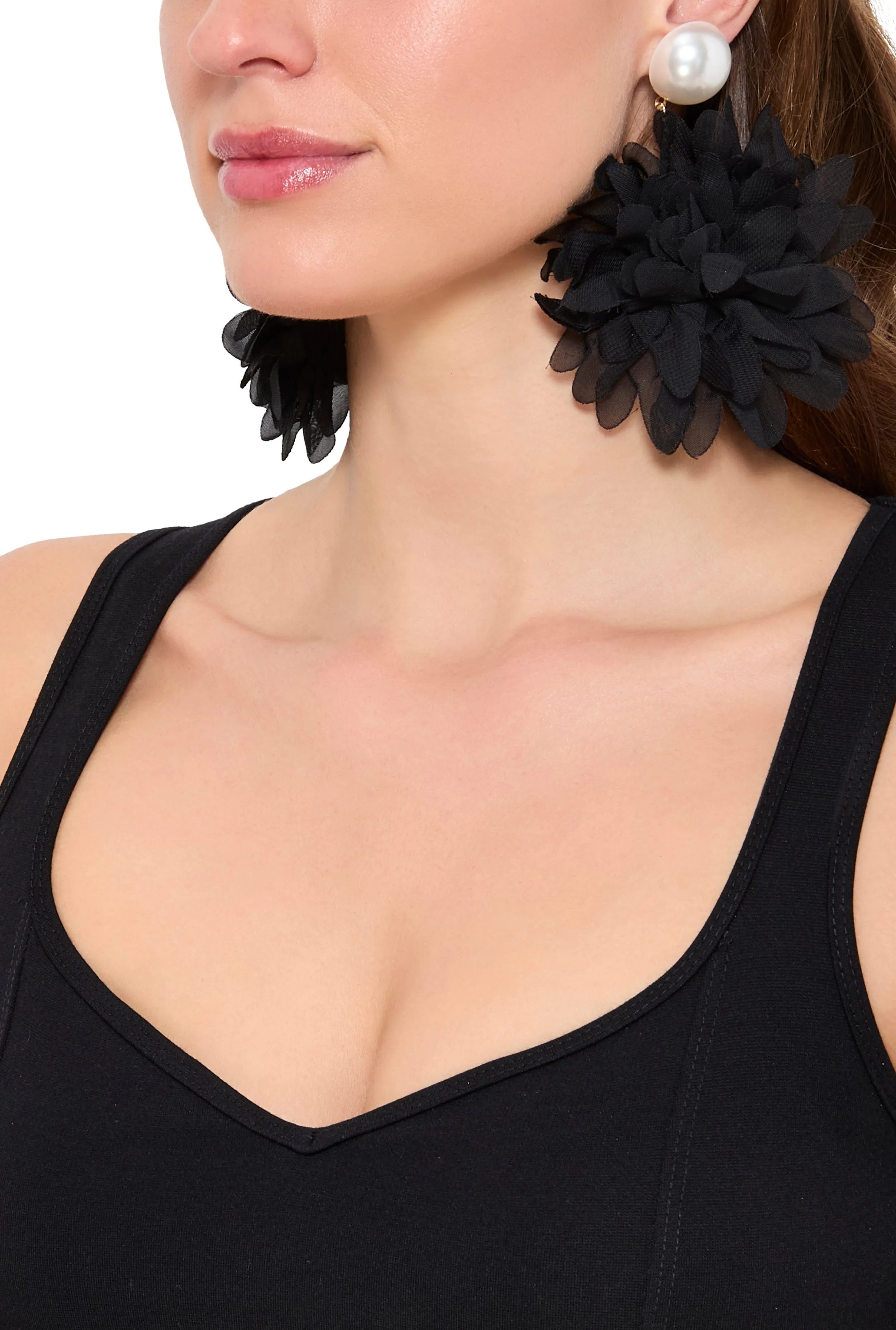 Faux Pearl Flower Petal Drop Earrings sold by Rainbow