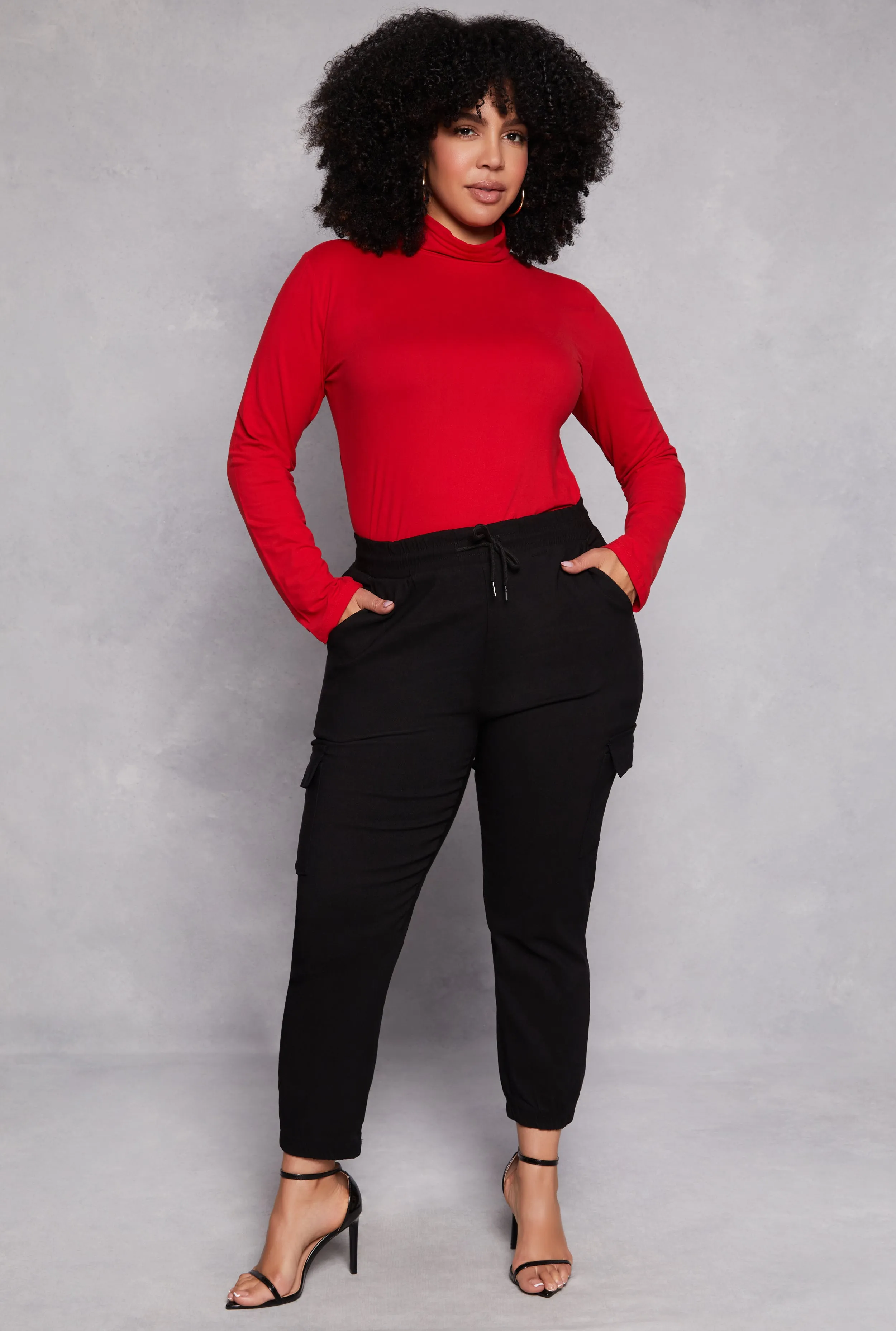 Plus Size Hyper Stretch High Waisted Cargo Joggers sold by Rainbow