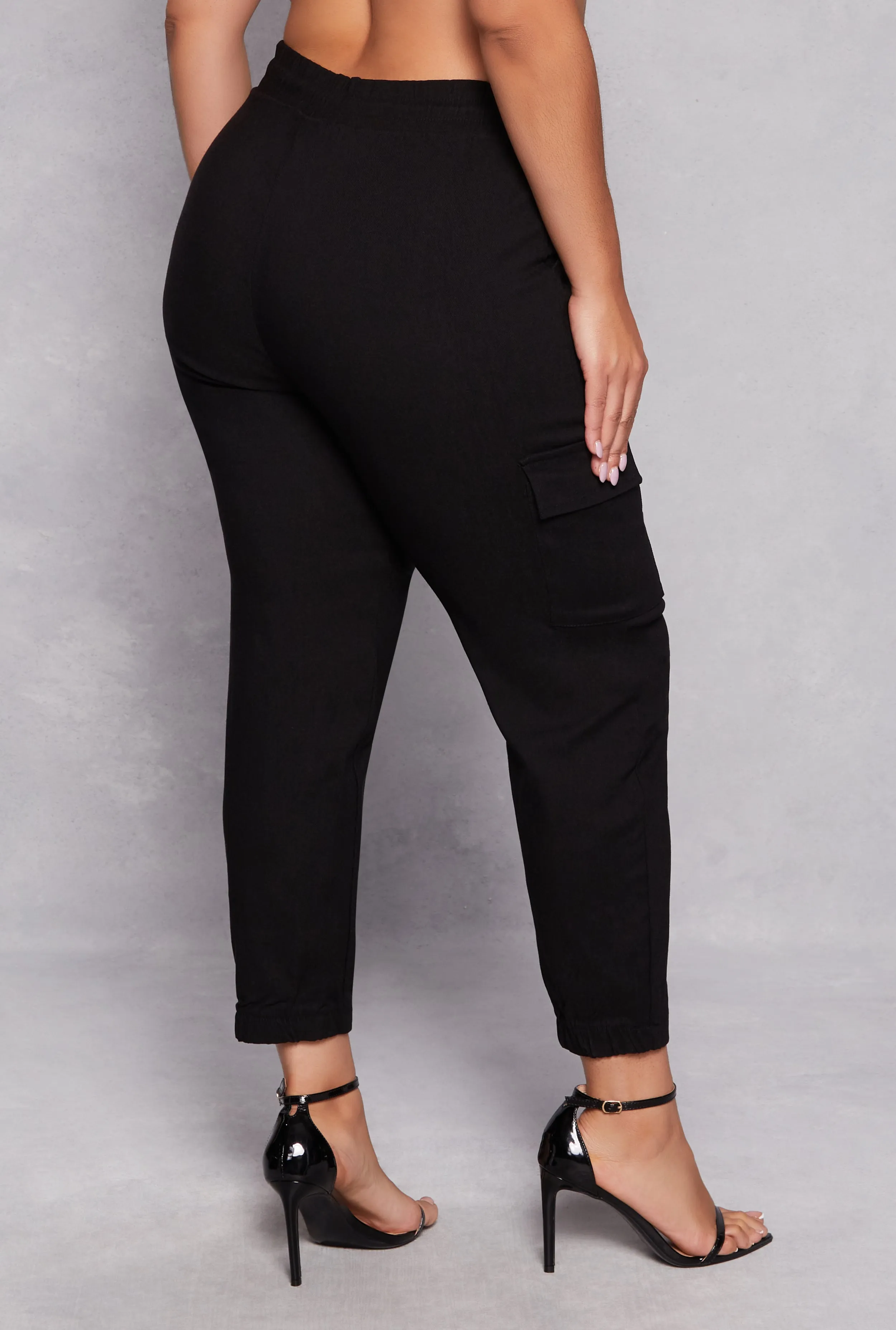 Plus Size Hyper Stretch High Waisted Cargo Joggers sold by Rainbow product image thumbnail 3