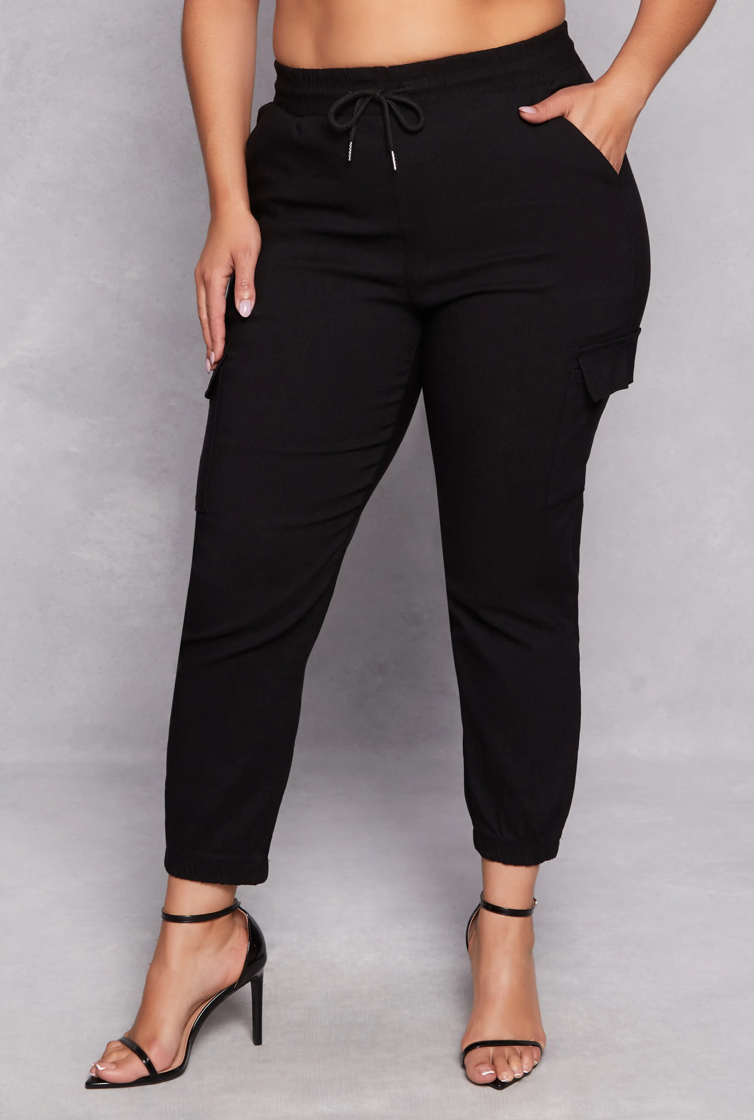 Plus Size Hyper Stretch High Waisted Cargo Joggers sold by Rainbow product image thumbnail 2
