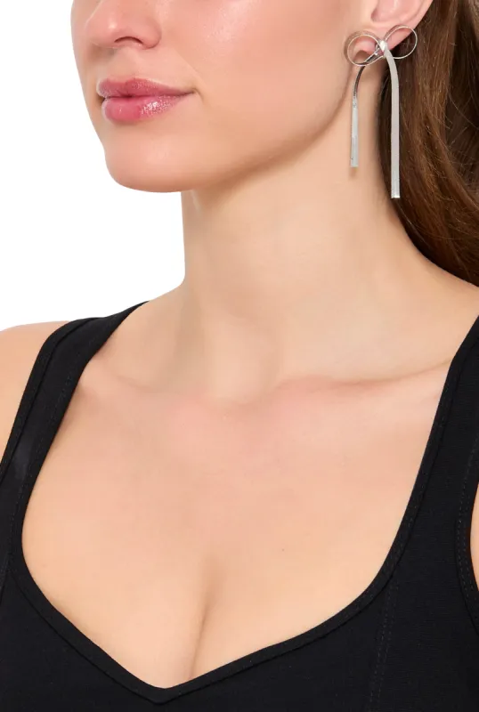 Metallic Flat Chain Bow Drop Earrings sold by Rainbow