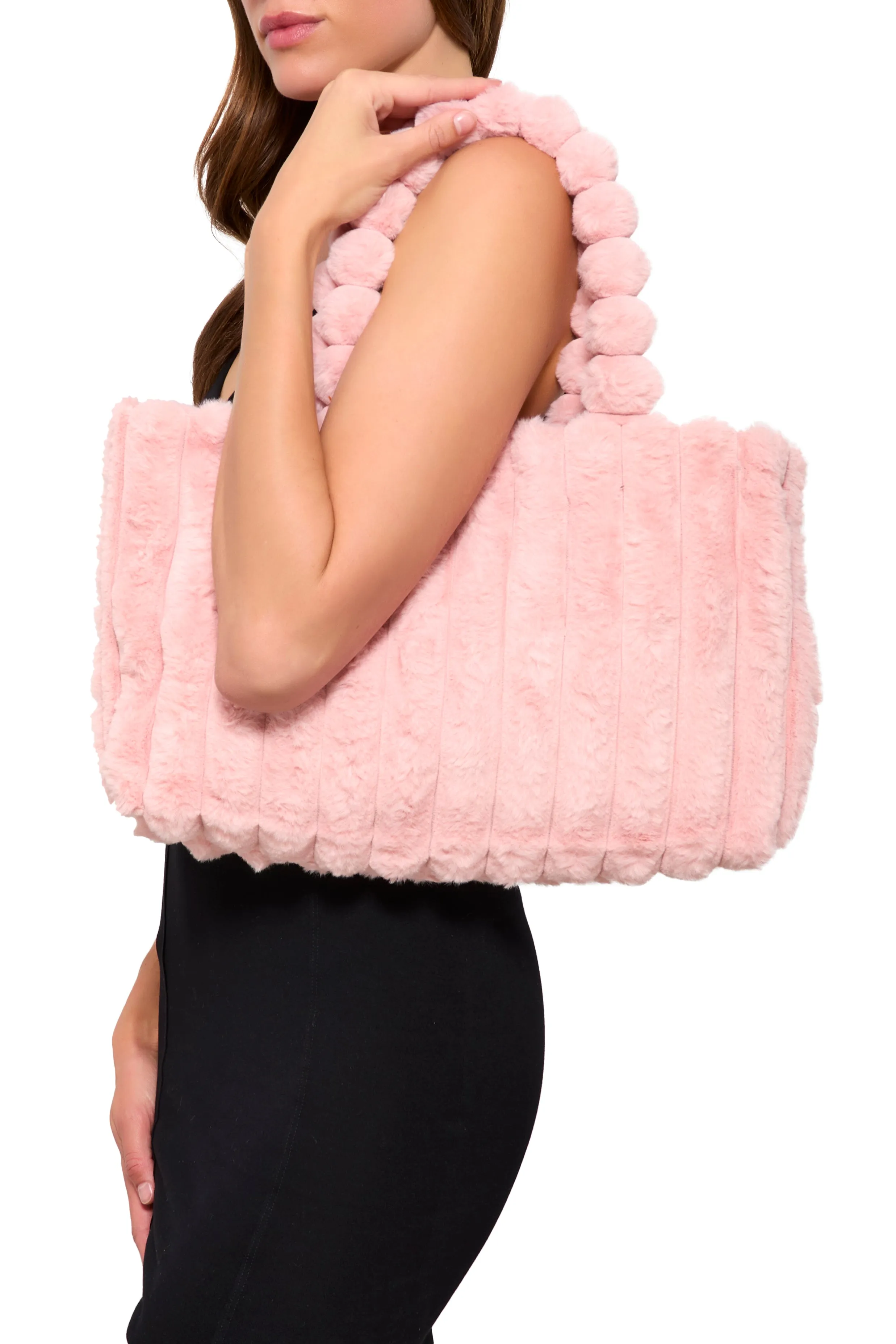 Faux Fur Shadow Stripe Tote Bag sold by Rainbow