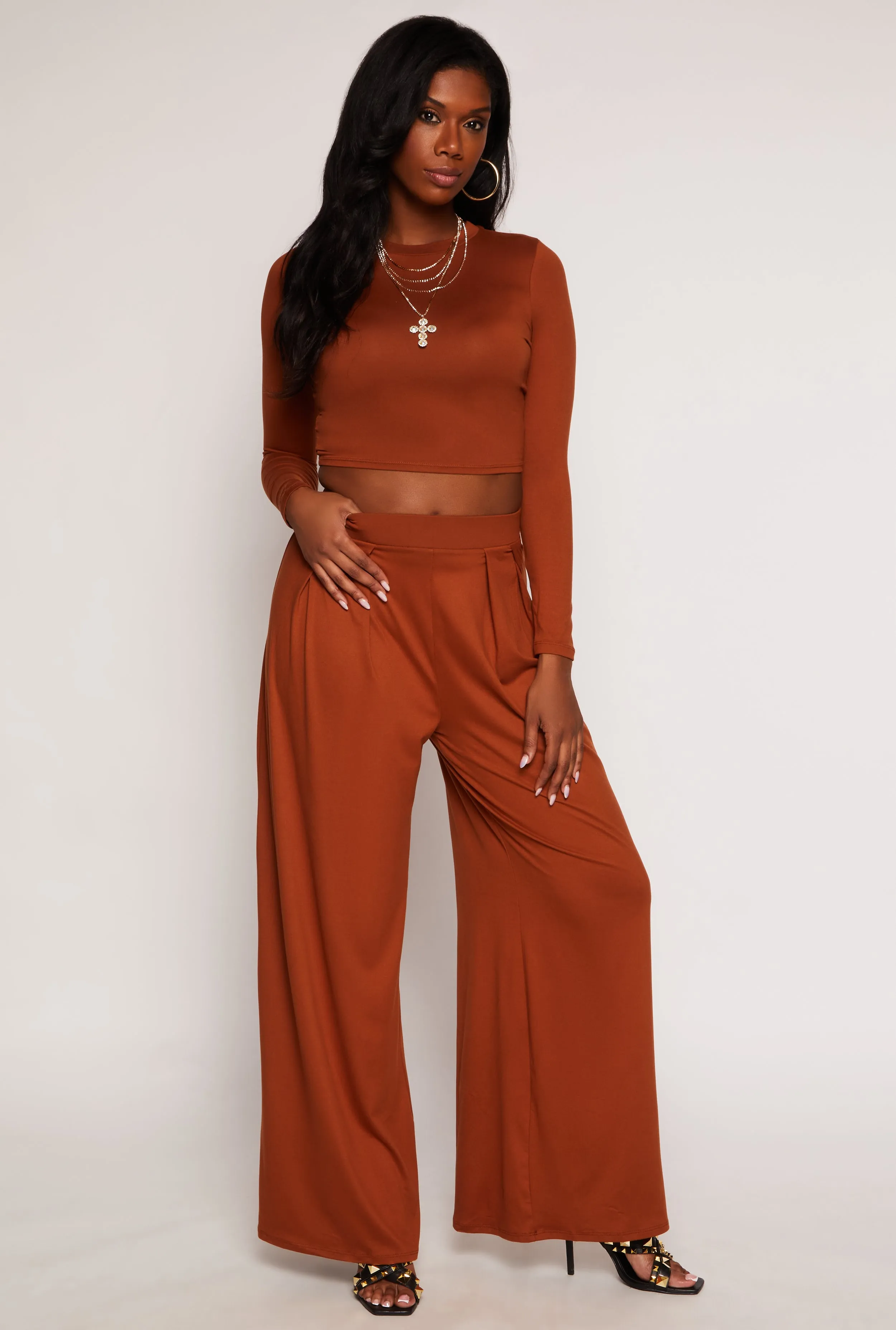 Soft Knit Long Sleeve Crop Top sold by Rainbow product image thumbnail 2