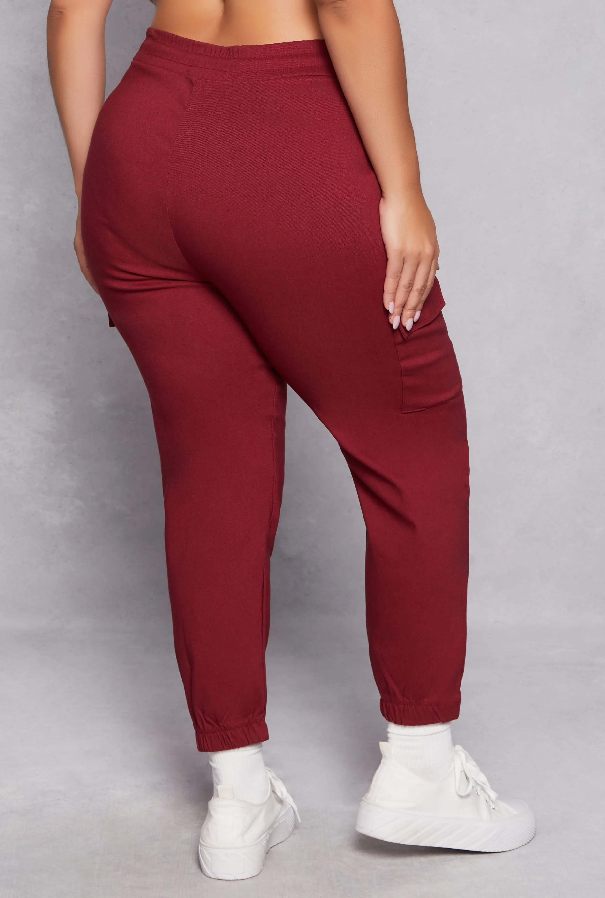 Plus Size Hyper Stretch High Waisted Cargo Joggers sold by Rainbow product image thumbnail 3