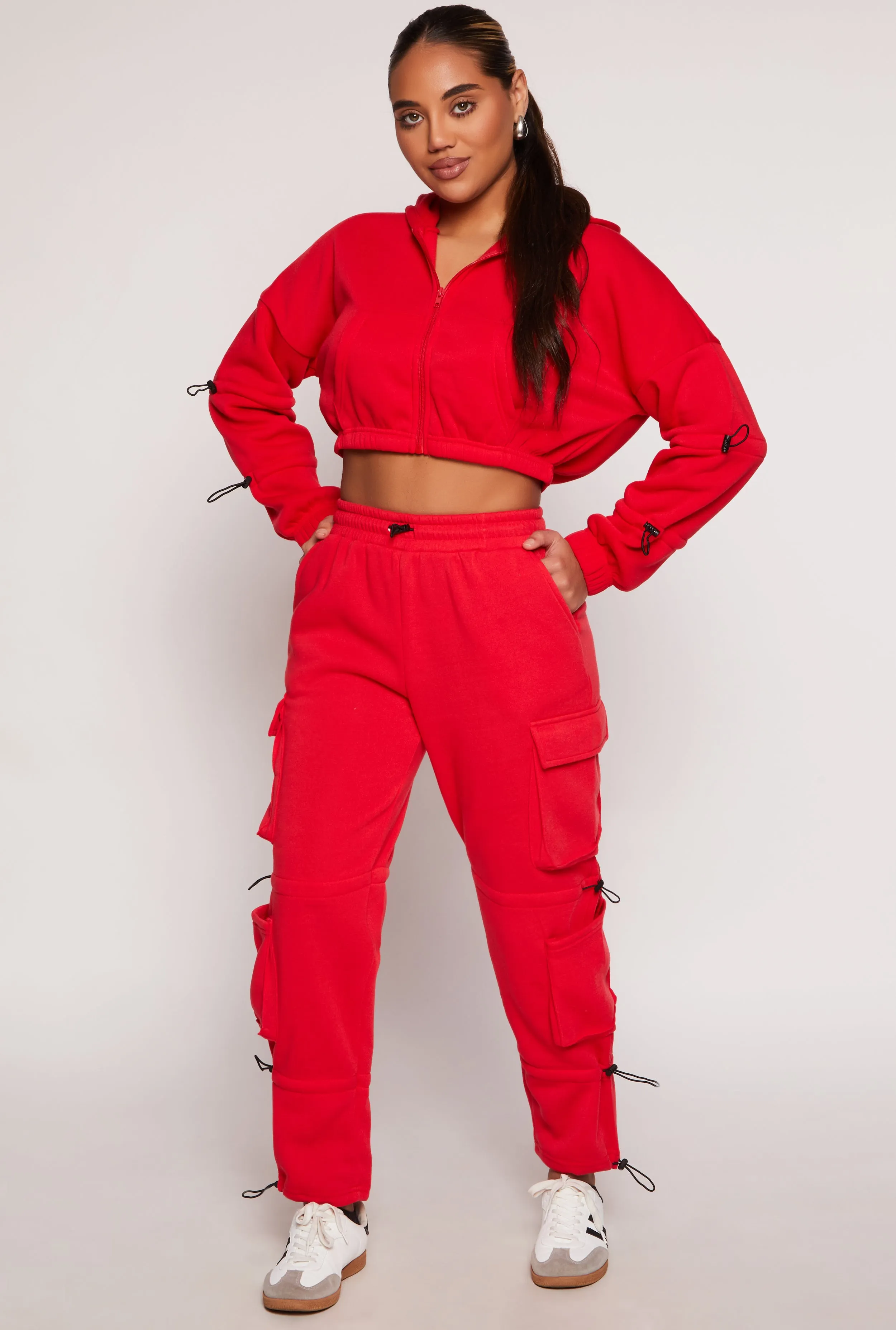 Fleece Toggle Drawstring Cargo Sweatpants sold by Rainbow