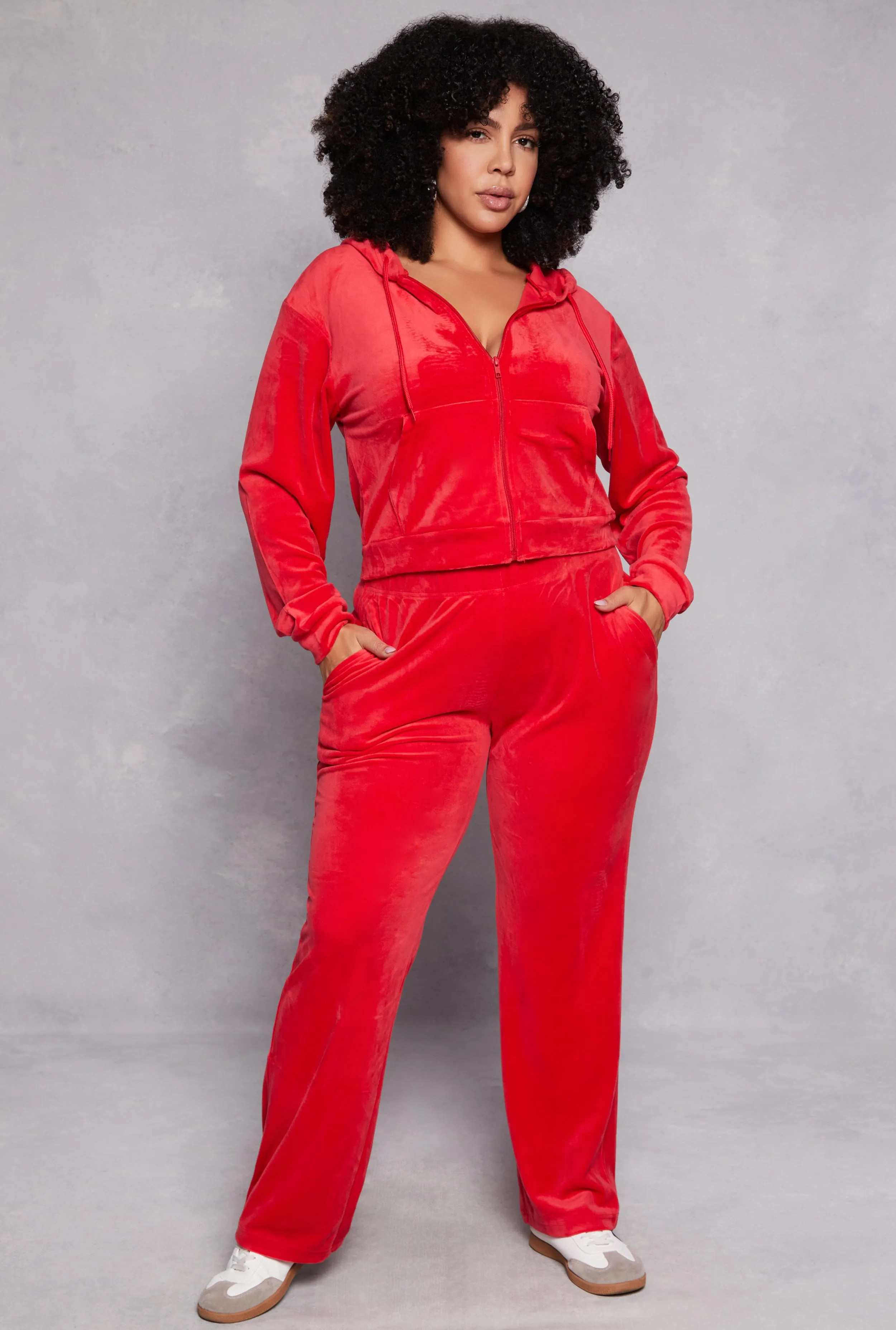 Plus Size Hotline Rhinestone Velour Hoodie sold by Rainbow product image thumbnail 2