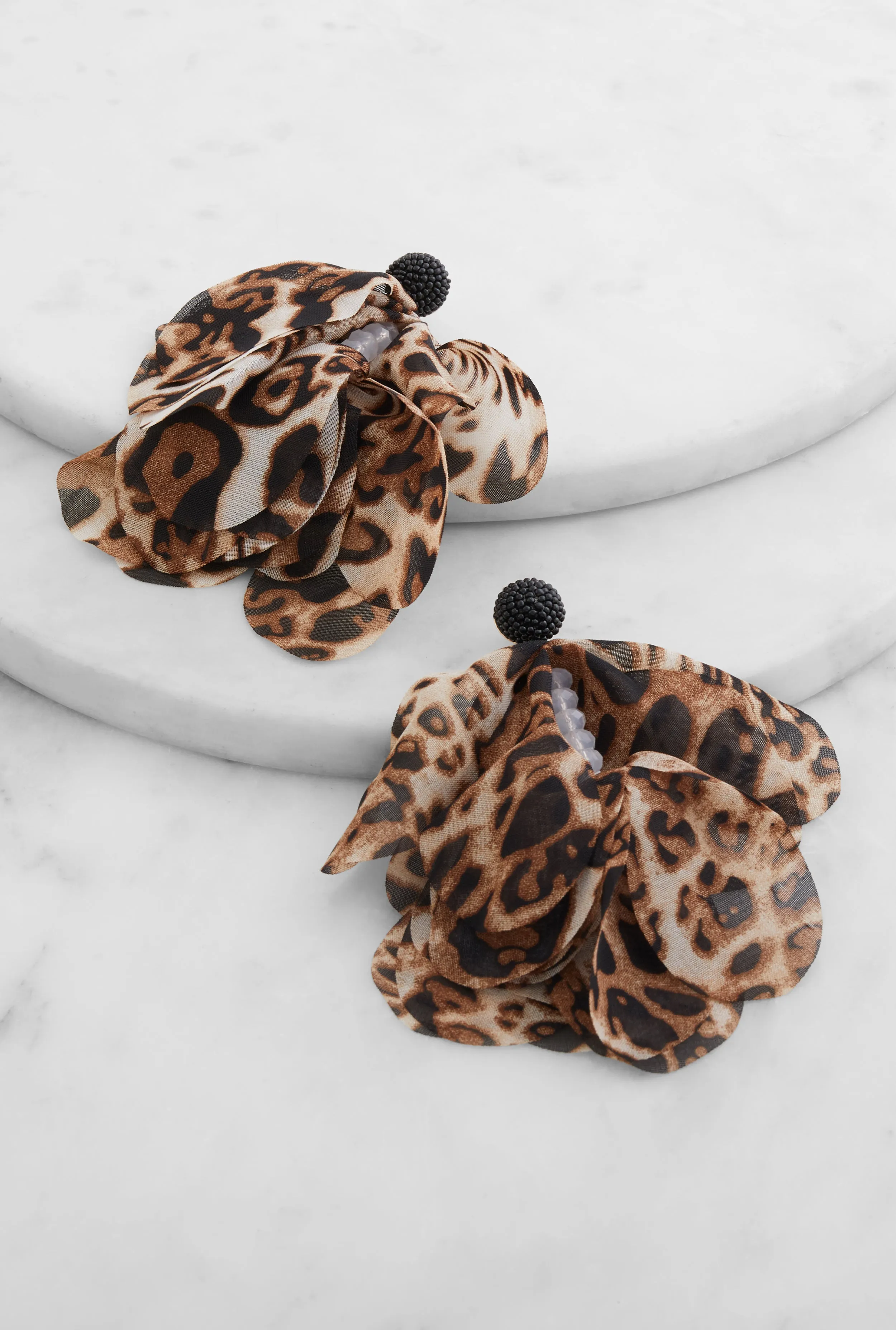 Beaded Leopard Print Petal Drop Earrings sold by Rainbow product image thumbnail 2