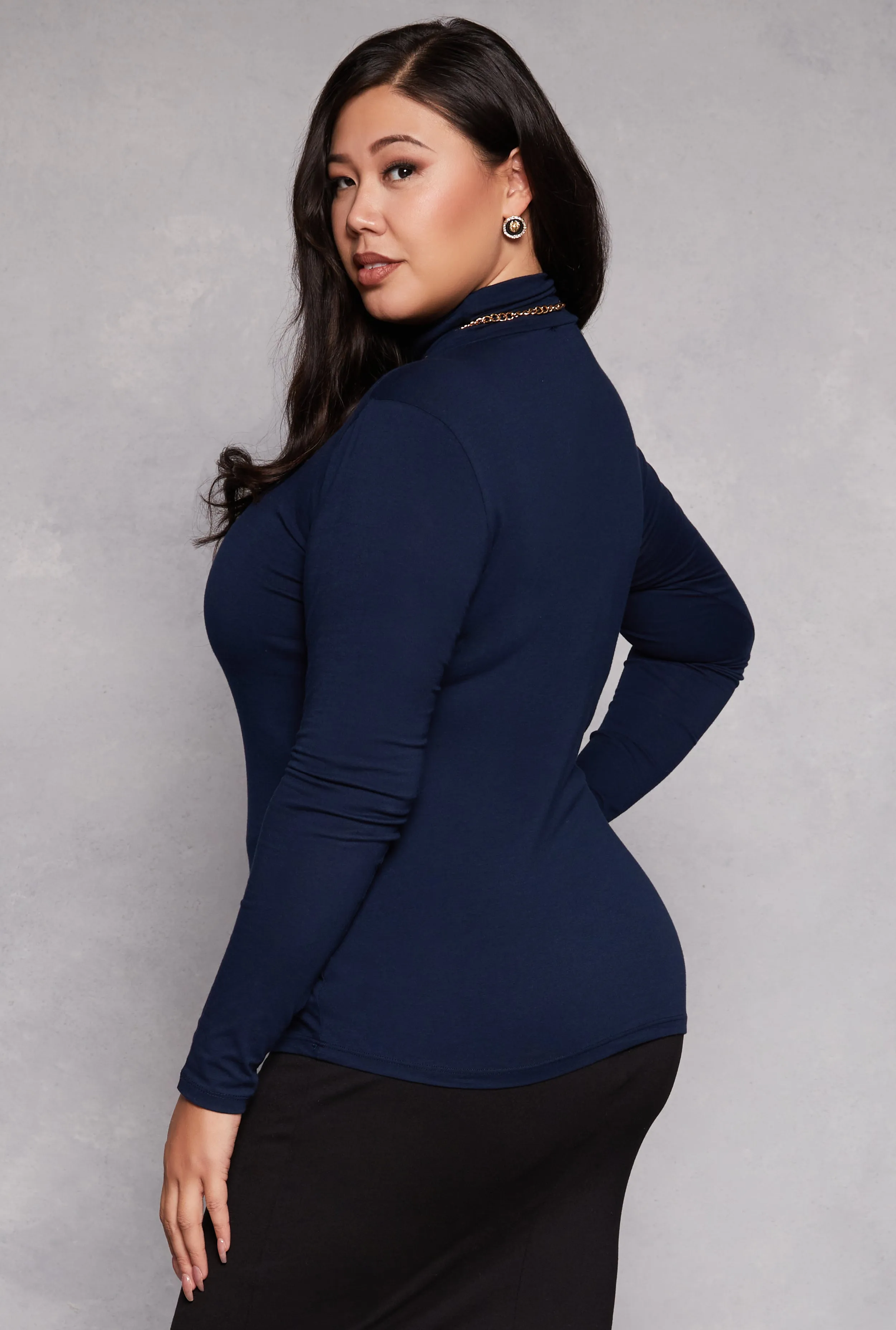 Plus Size Ruched Mock Neck T Shirt sold by Rainbow product image thumbnail 3
