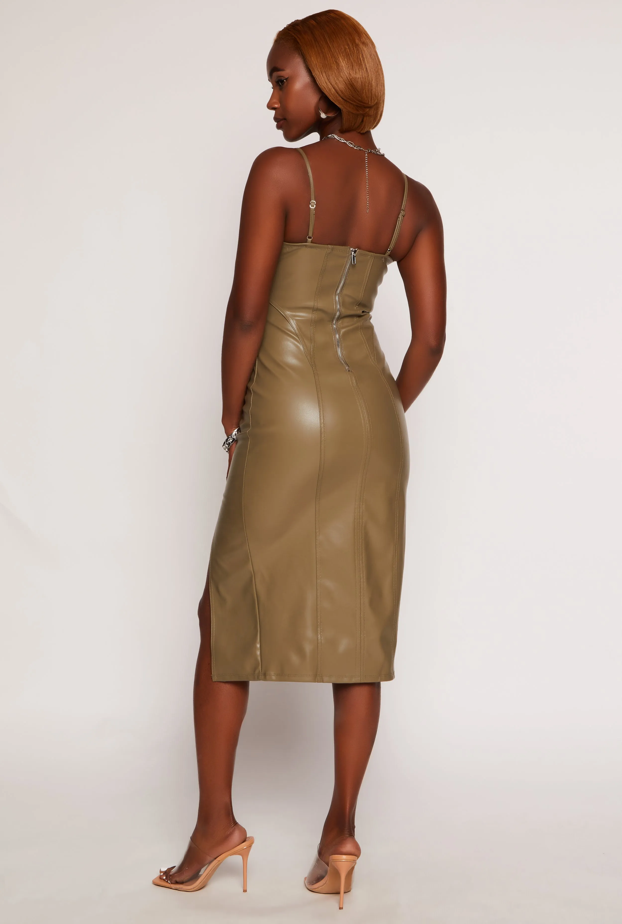 Haute Monde Faux Leather Side Slit Dress sold by Rainbow product image thumbnail 3