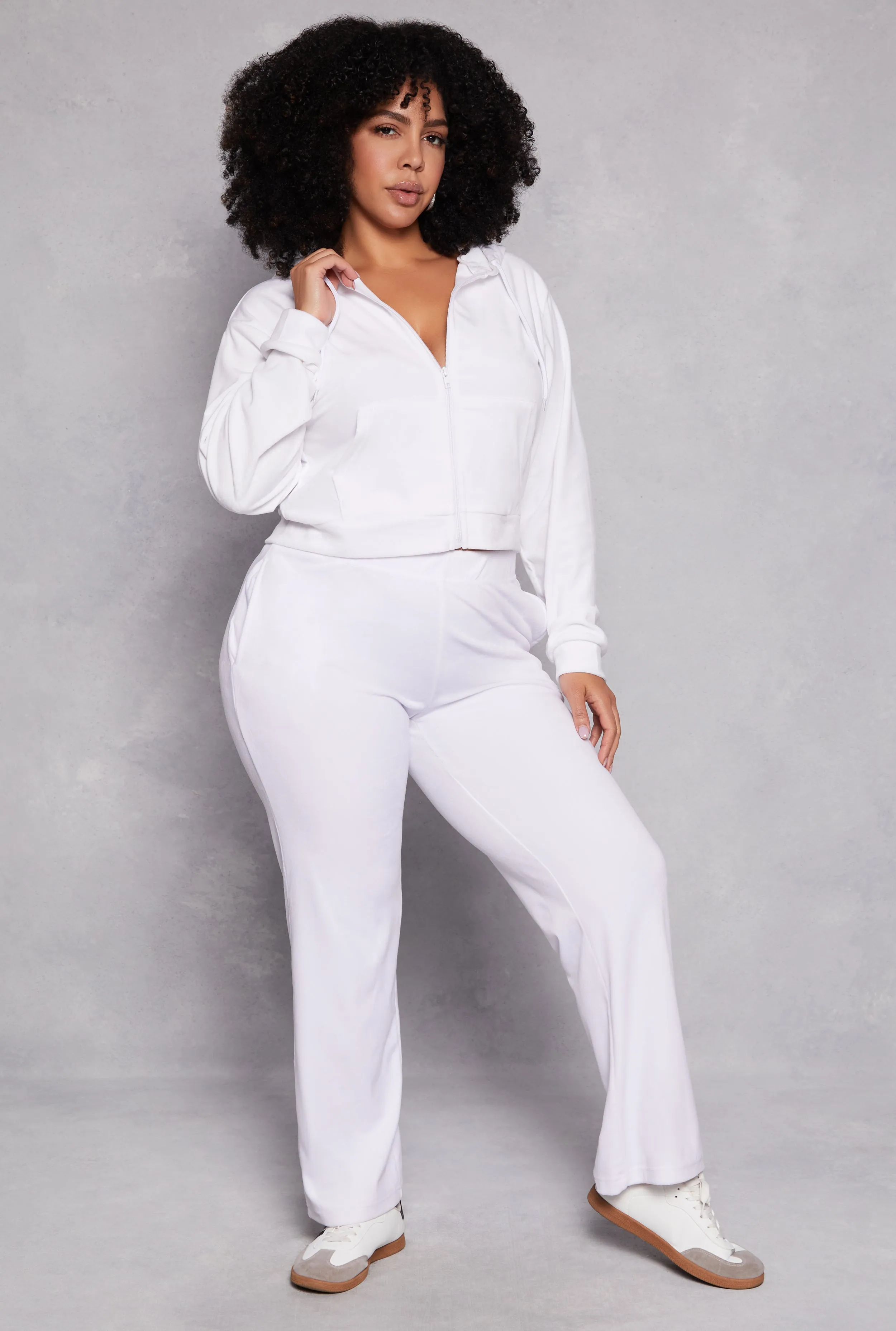 Plus Size Hotline Rhinestone Velour Hoodie sold by Rainbow product image thumbnail 2