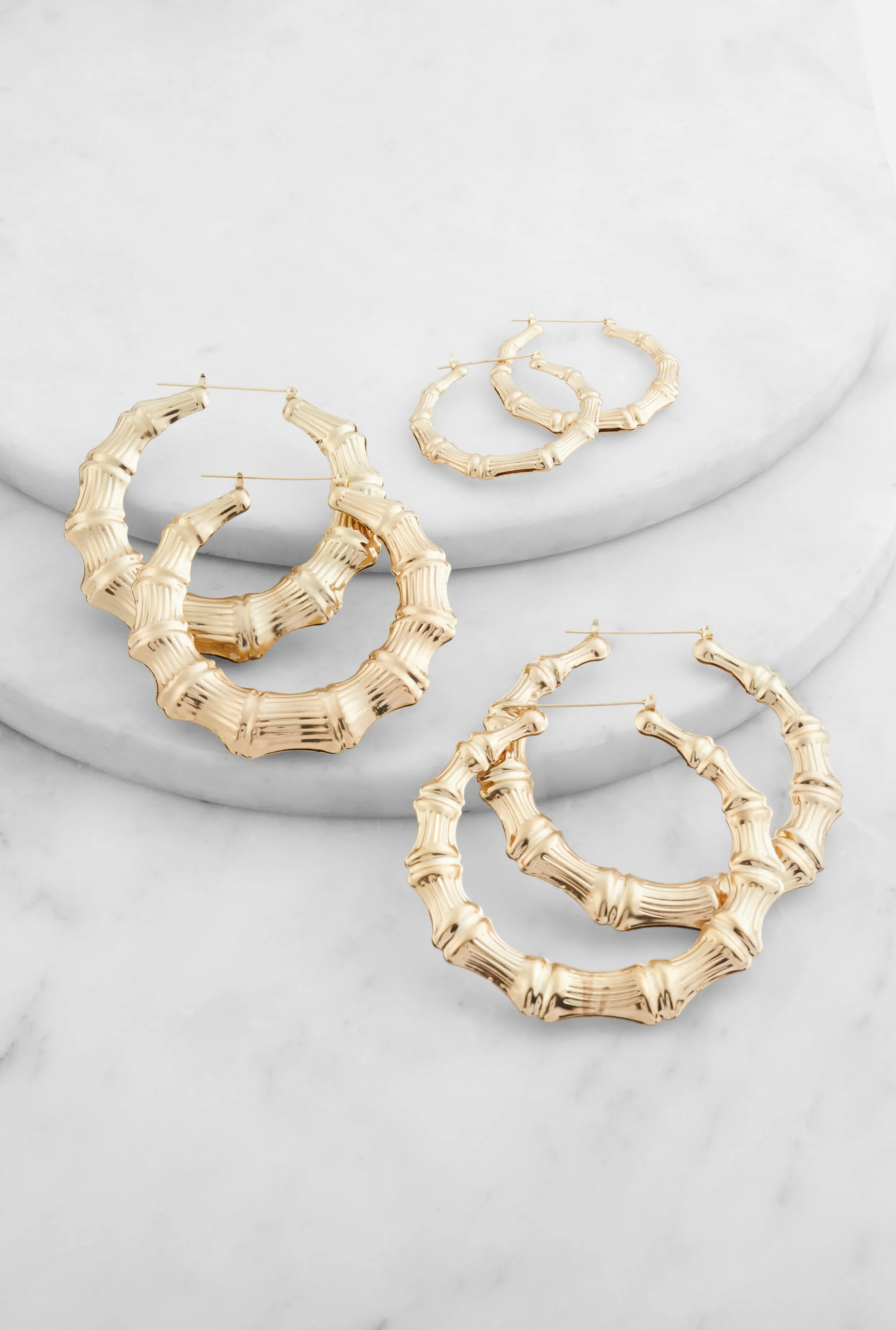 Assorted Bamboo Hoop Earrings Trio sold by Rainbow