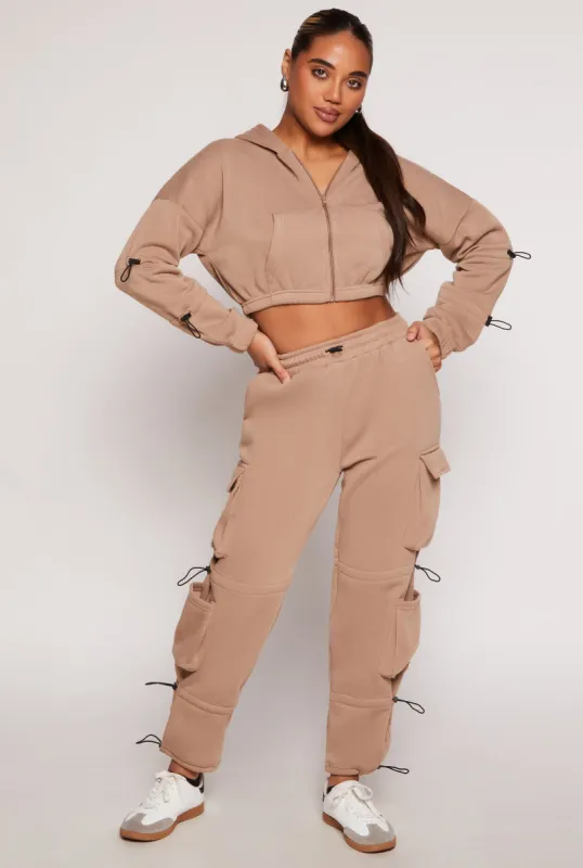 Fleece Toggle Drawstring Cargo Sweatpants sold by Rainbow