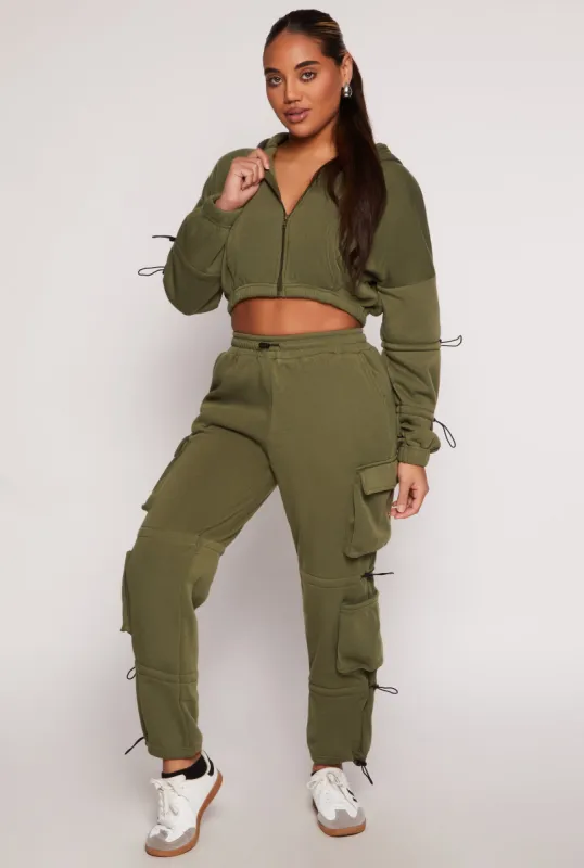 Fleece Toggle Drawstring Cargo Sweatpants sold by Rainbow