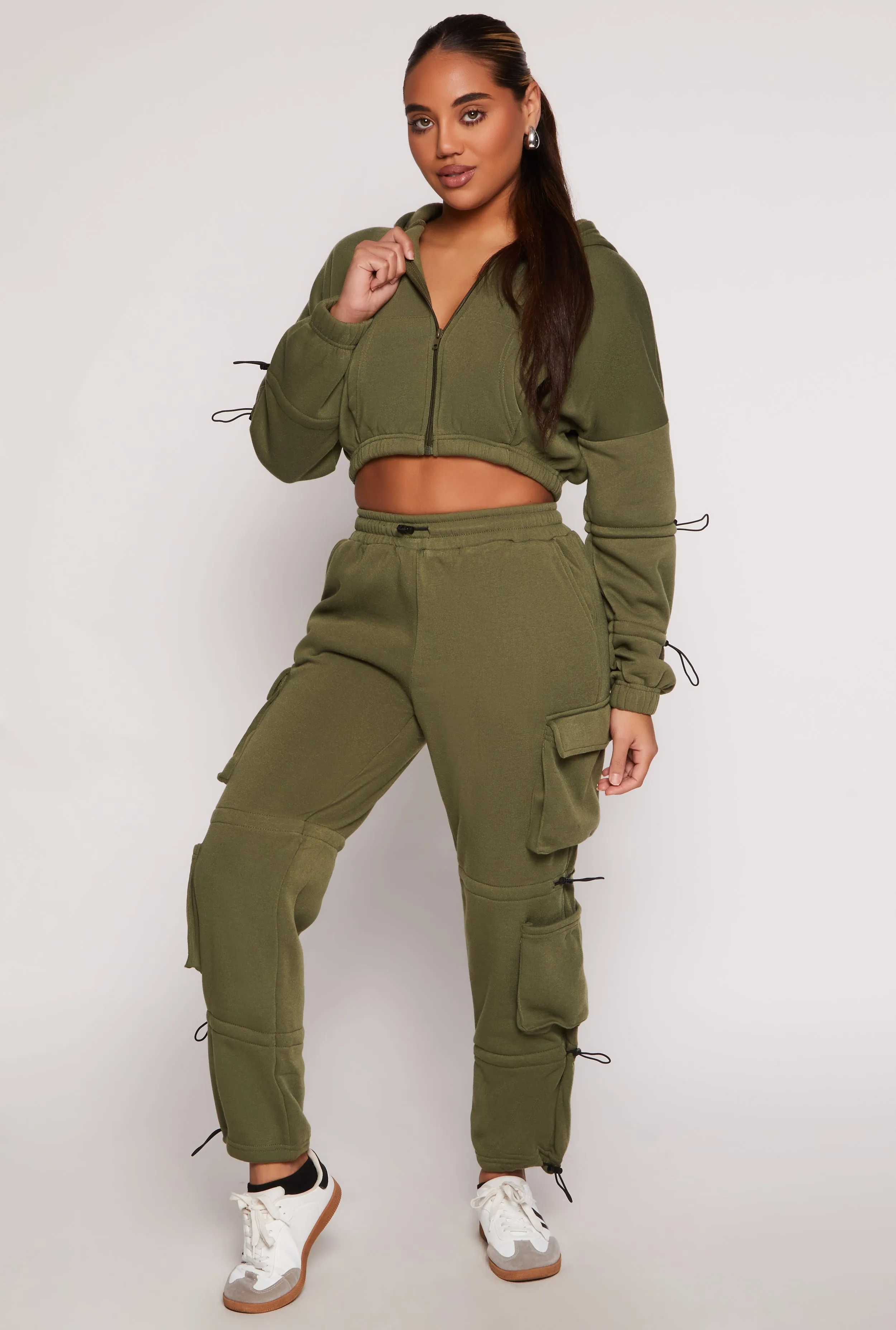 Fleece Toggle Drawstring Cargo Sweatpants sold by Rainbow