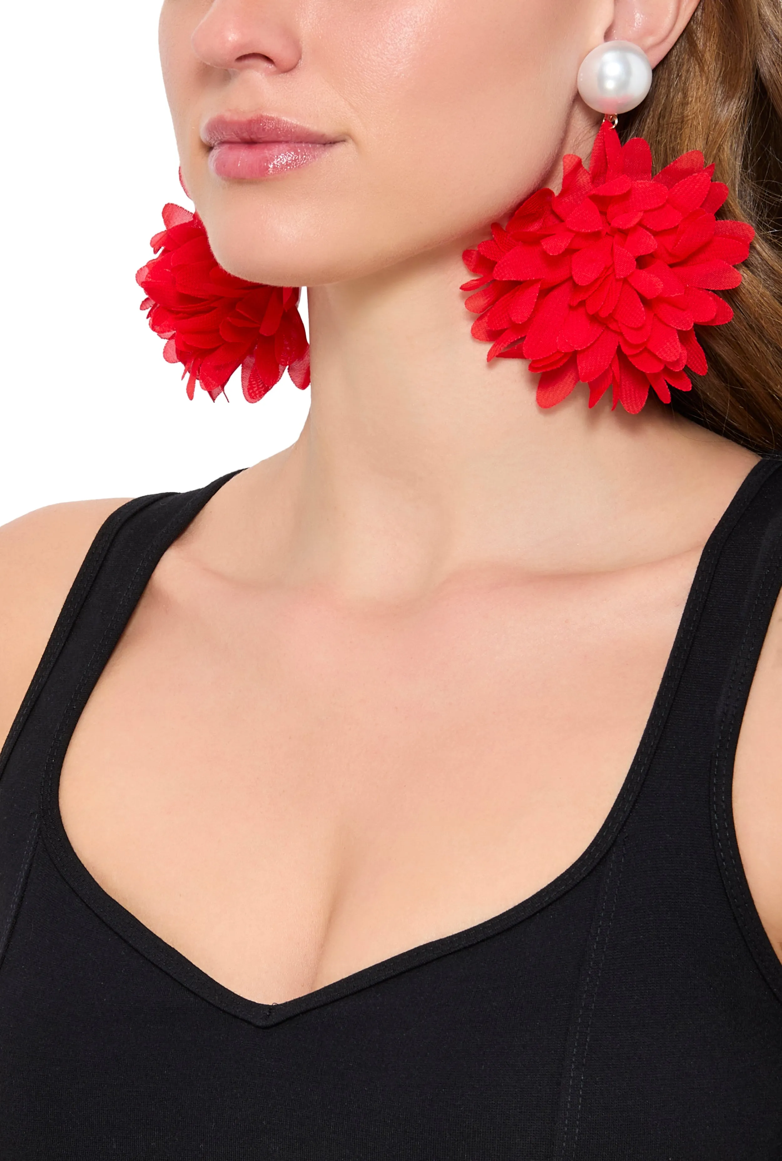 Faux Pearl Flower Petal Drop Earrings sold by Rainbow