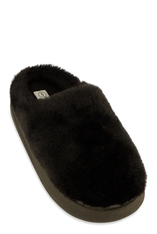 Low Platform Faux Fur Slippers sold by Rainbow