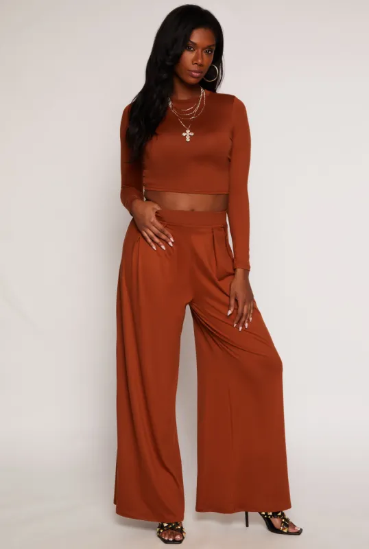 Soft Knit High Waisted Palazzo Pants sold by Rainbow