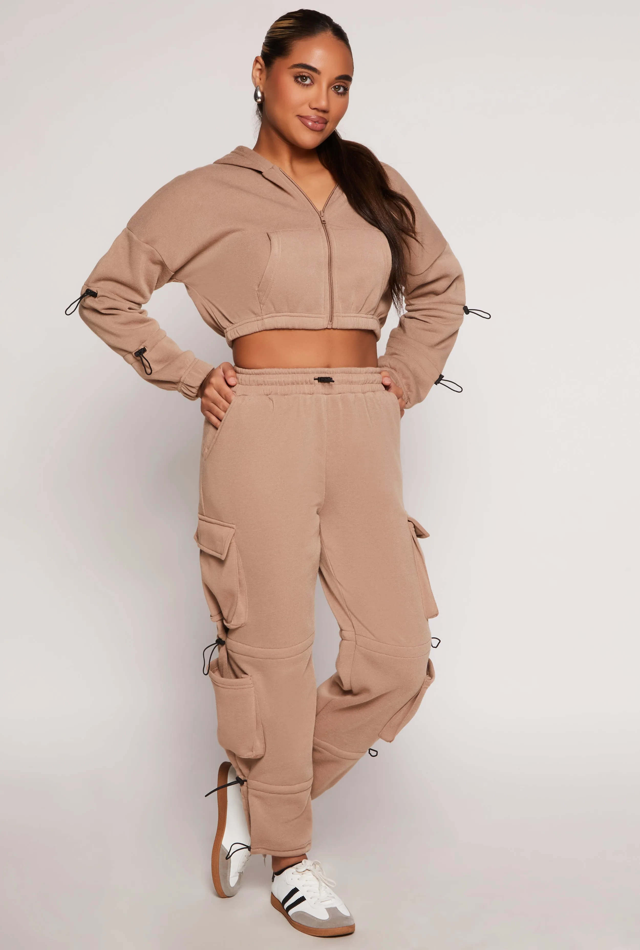 Toggle Drawstring Cropped Zip Front Hoodie sold by Rainbow product image thumbnail 2
