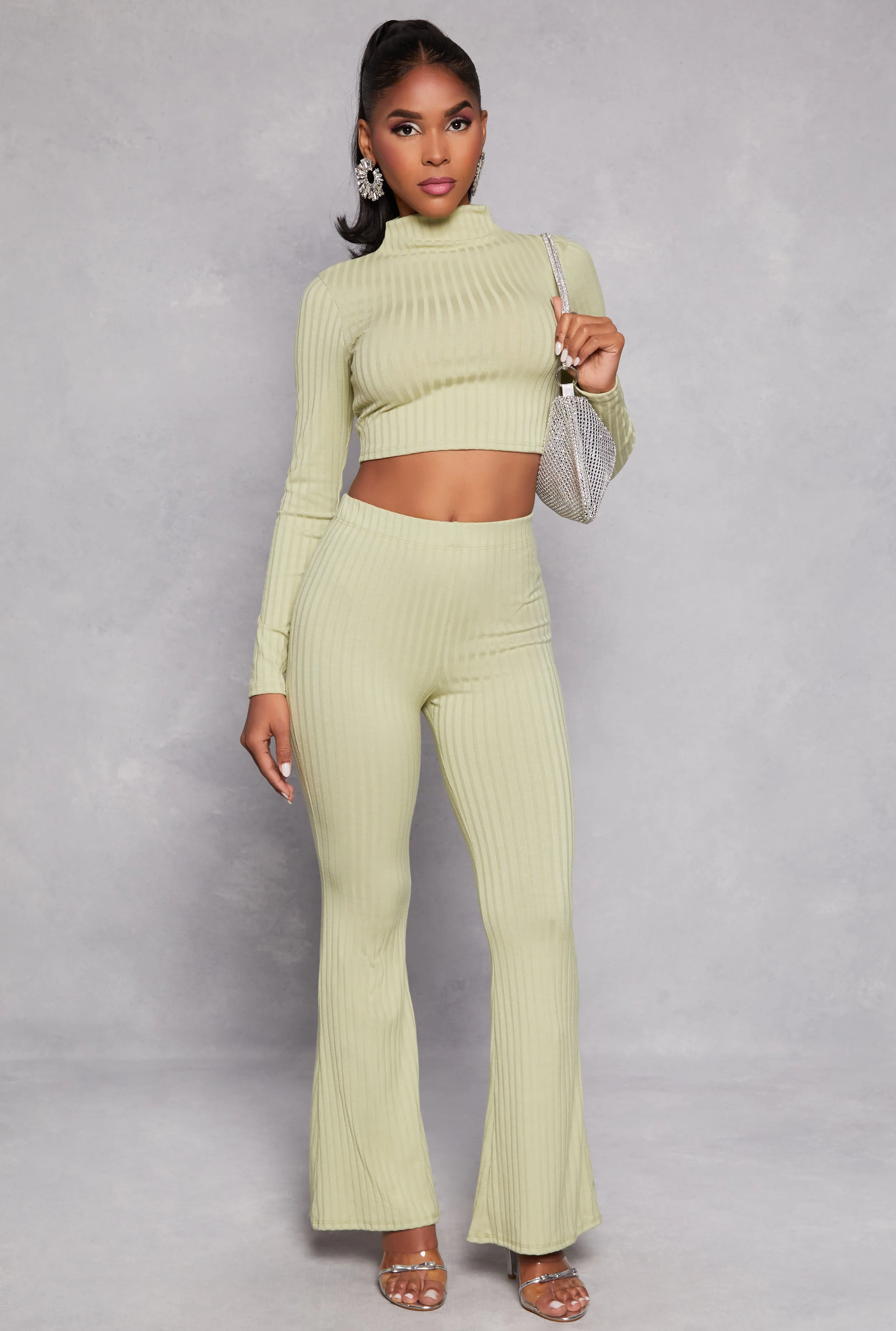 Ribbed Knit Mock Neck Crop Top sold by Rainbow product image thumbnail 2