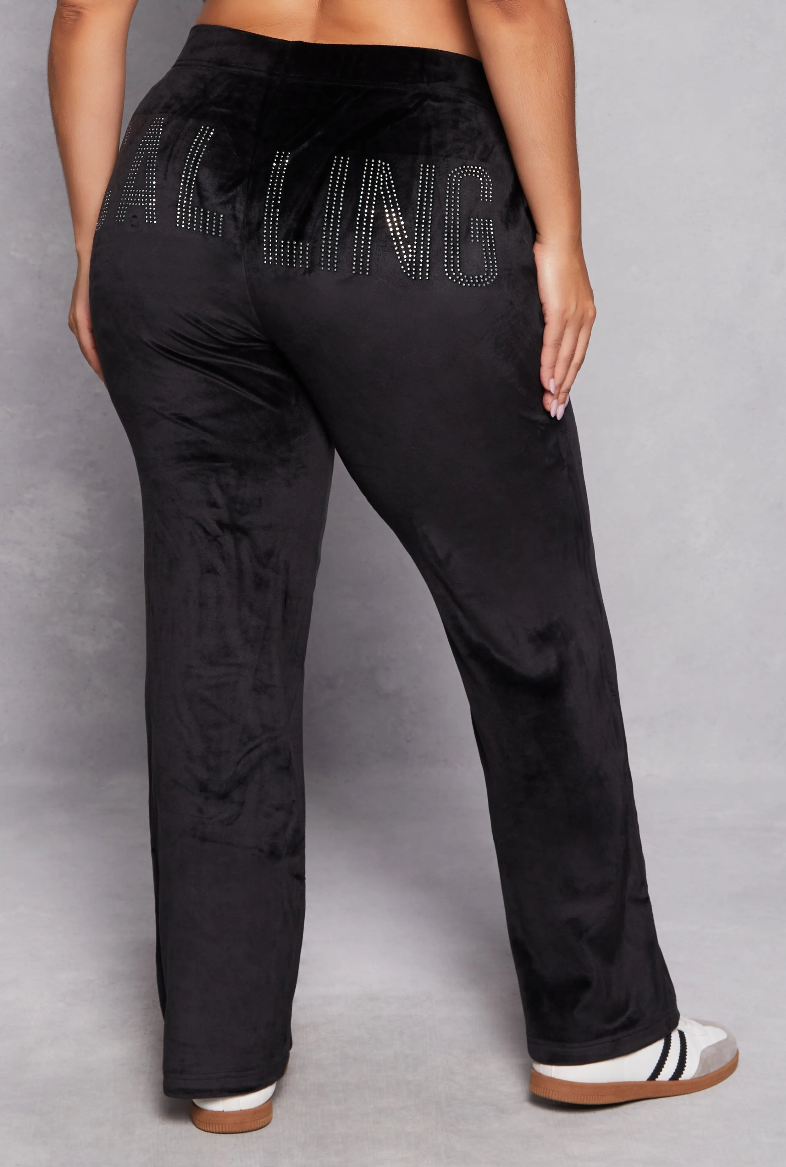 Plus Size Velour Calling Rhinestone Sweatpants sold by Rainbow product image thumbnail 3