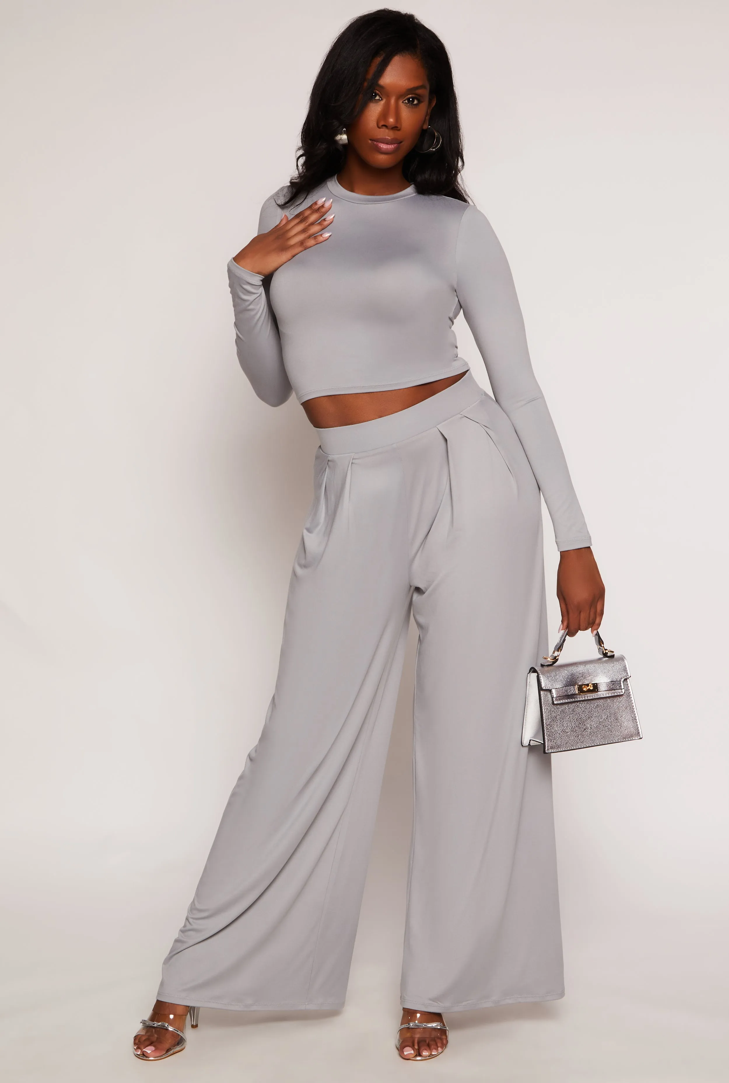 Soft Knit High Waisted Palazzo Pants sold by Rainbow