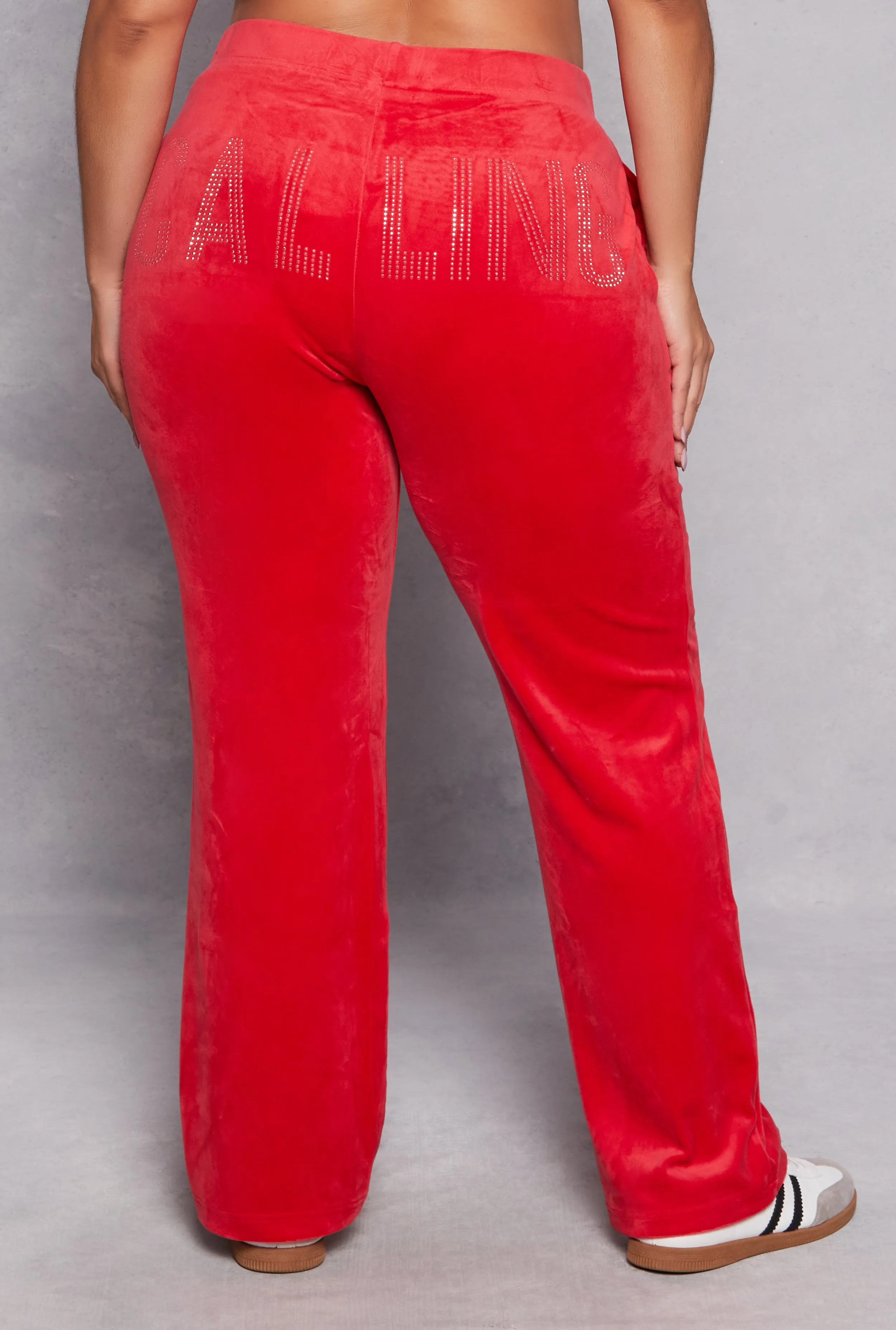 Plus Size Velour Calling Rhinestone Sweatpants sold by Rainbow product image thumbnail 3