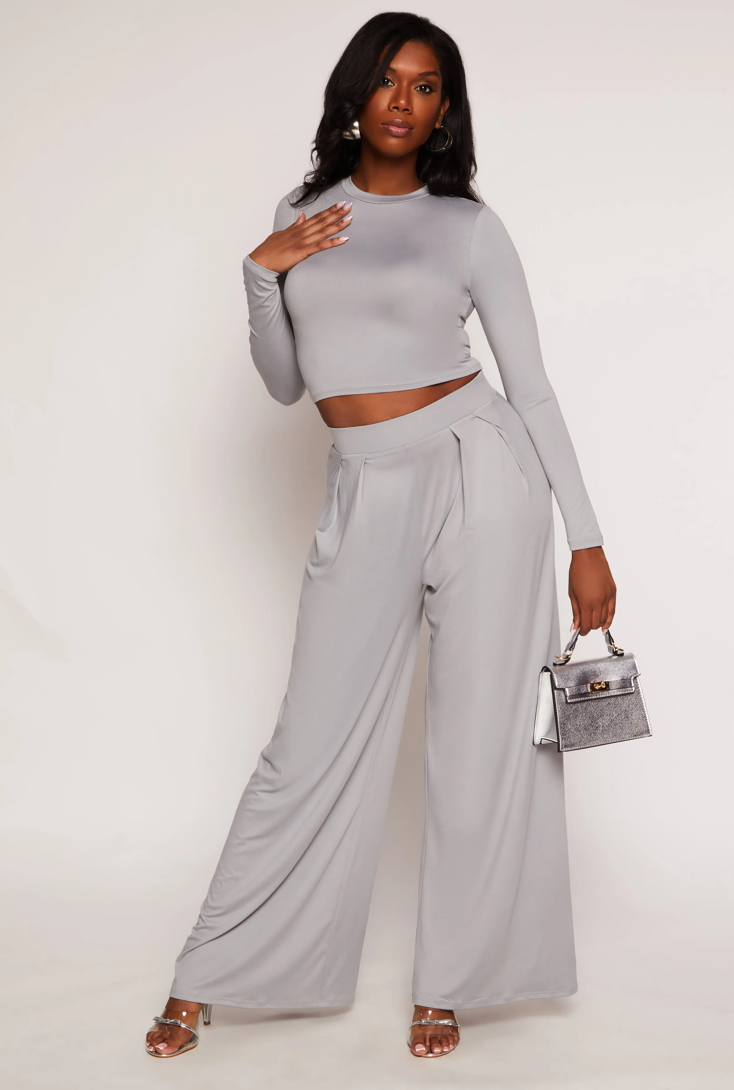 Soft Knit Long Sleeve Crop Top sold by Rainbow product image thumbnail 2