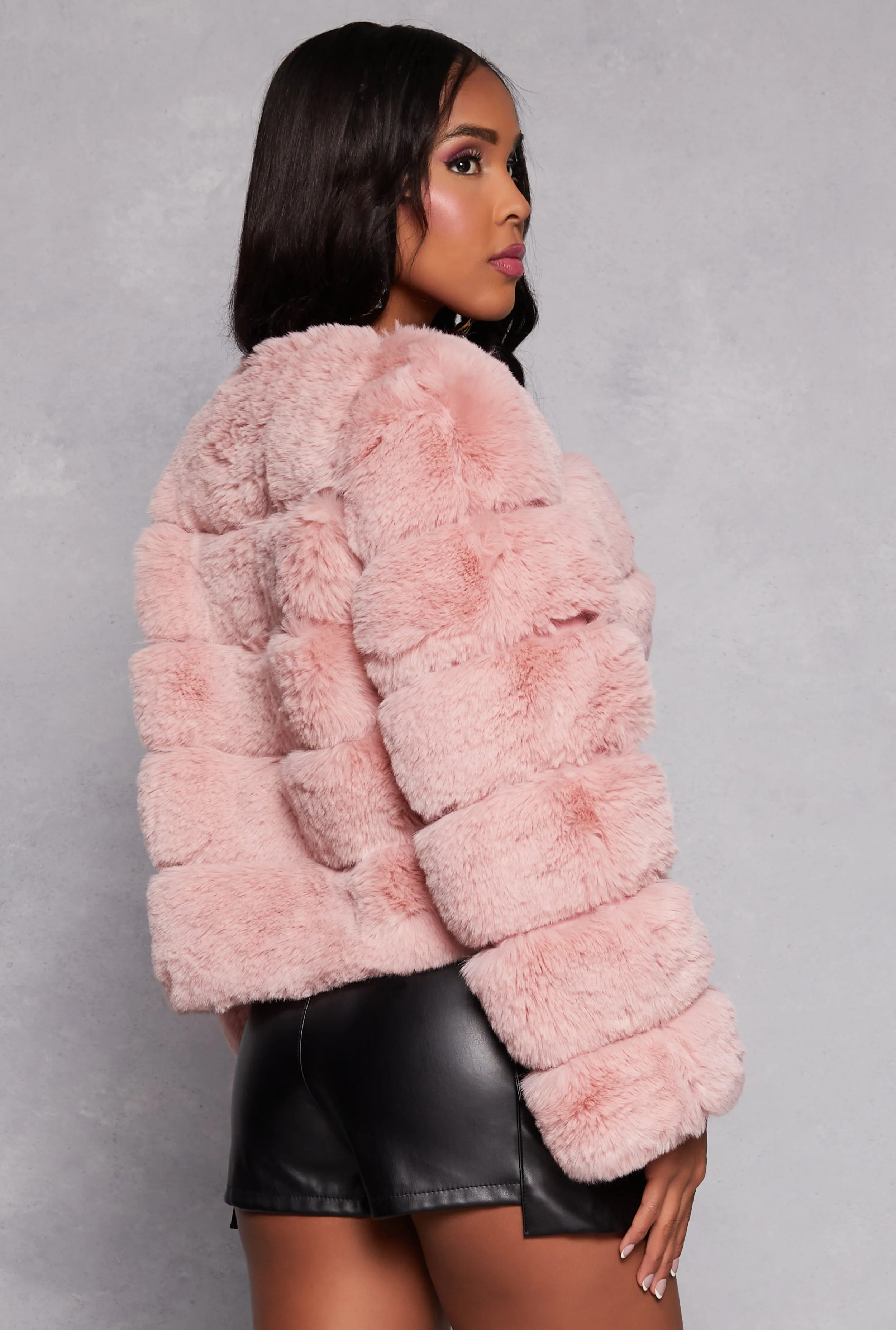 Faux Leather Trim Faux Fur Jacket sold by Rainbow product image thumbnail 3