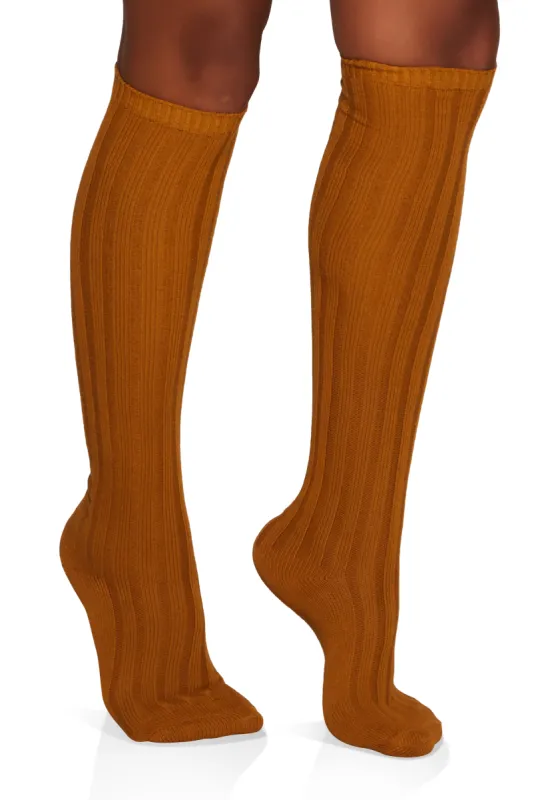 Ribbed Knit Knee High Socks Size 9-11 sold by Rainbow