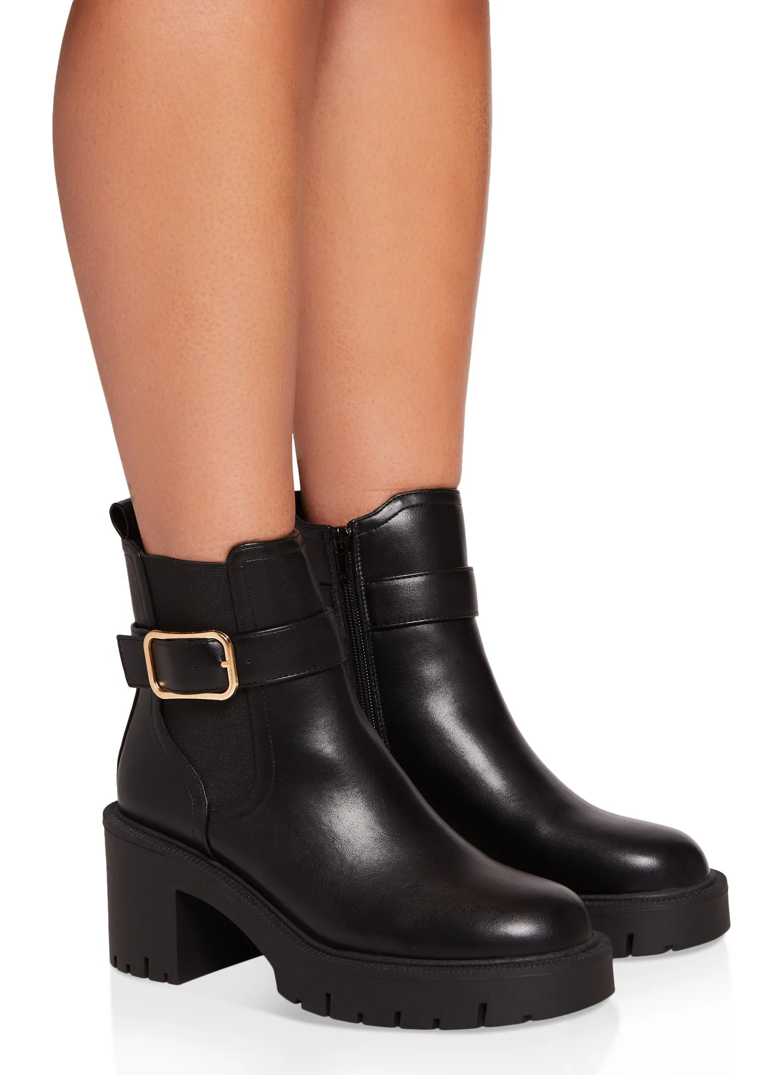 Buckle Detail Lug Sole Booties sold by Rainbow product image thumbnail 2