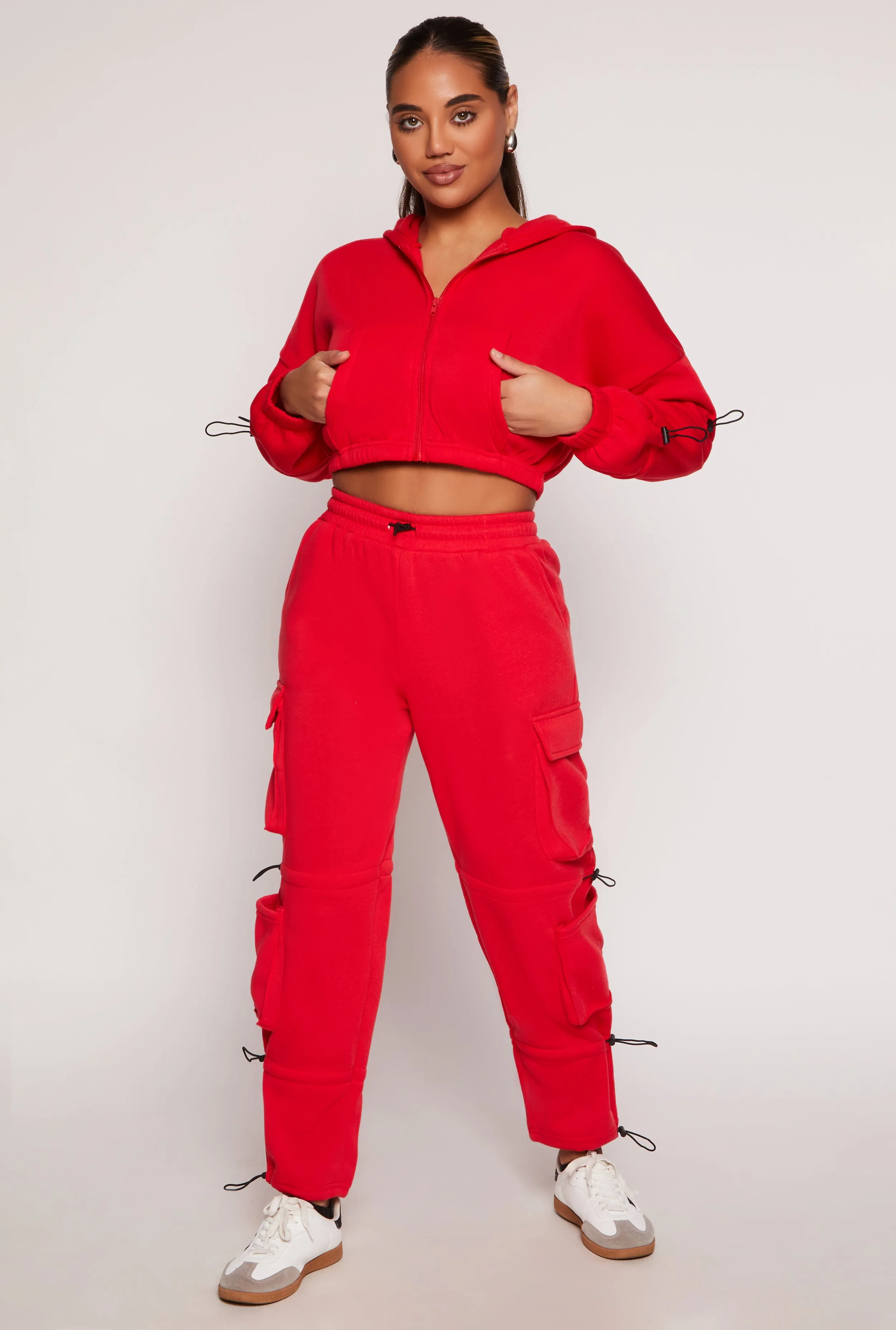 Toggle Drawstring Cropped Zip Front Hoodie sold by Rainbow product image thumbnail 2